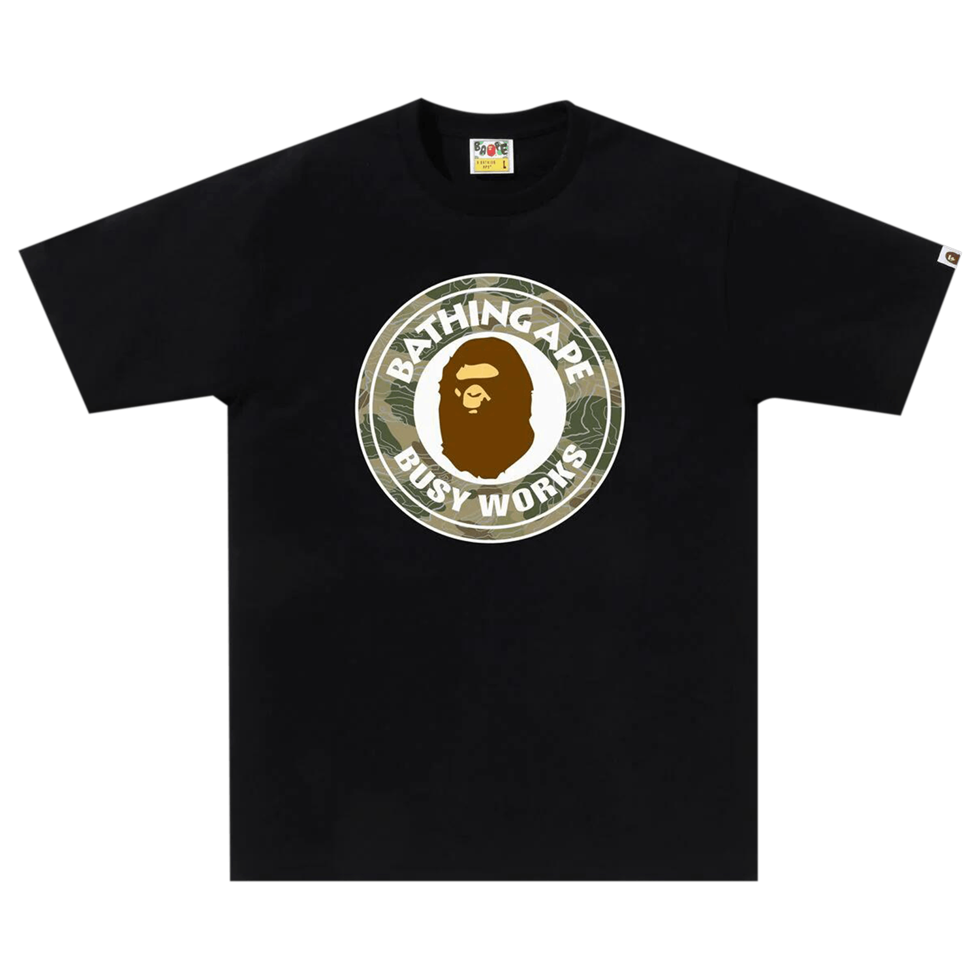BAPE Layered Line Camo Busy Works Tee 'Black/Beige'