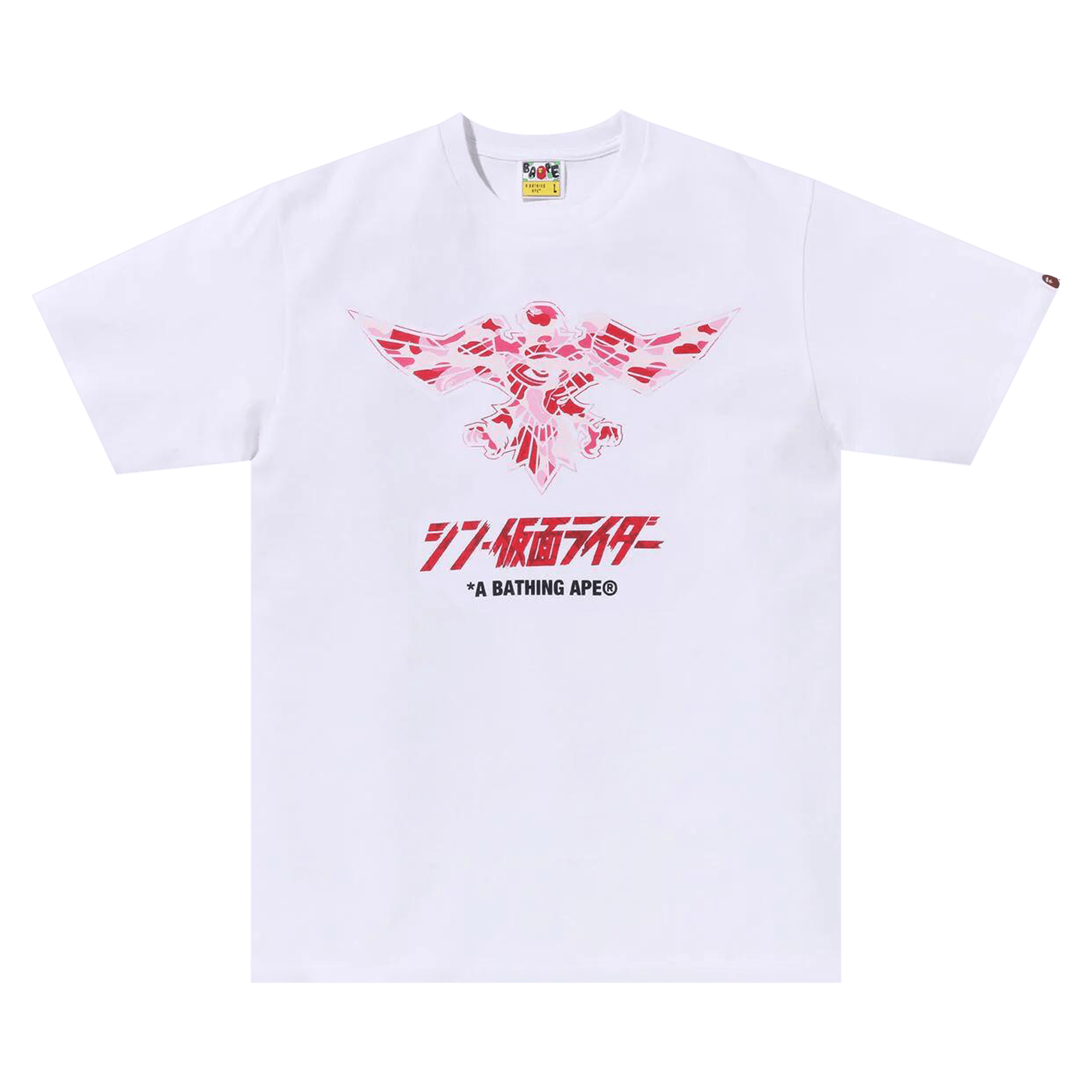 BAPE x Shin Kamen Rider Shocker Emblem Tee 'White/Pink'