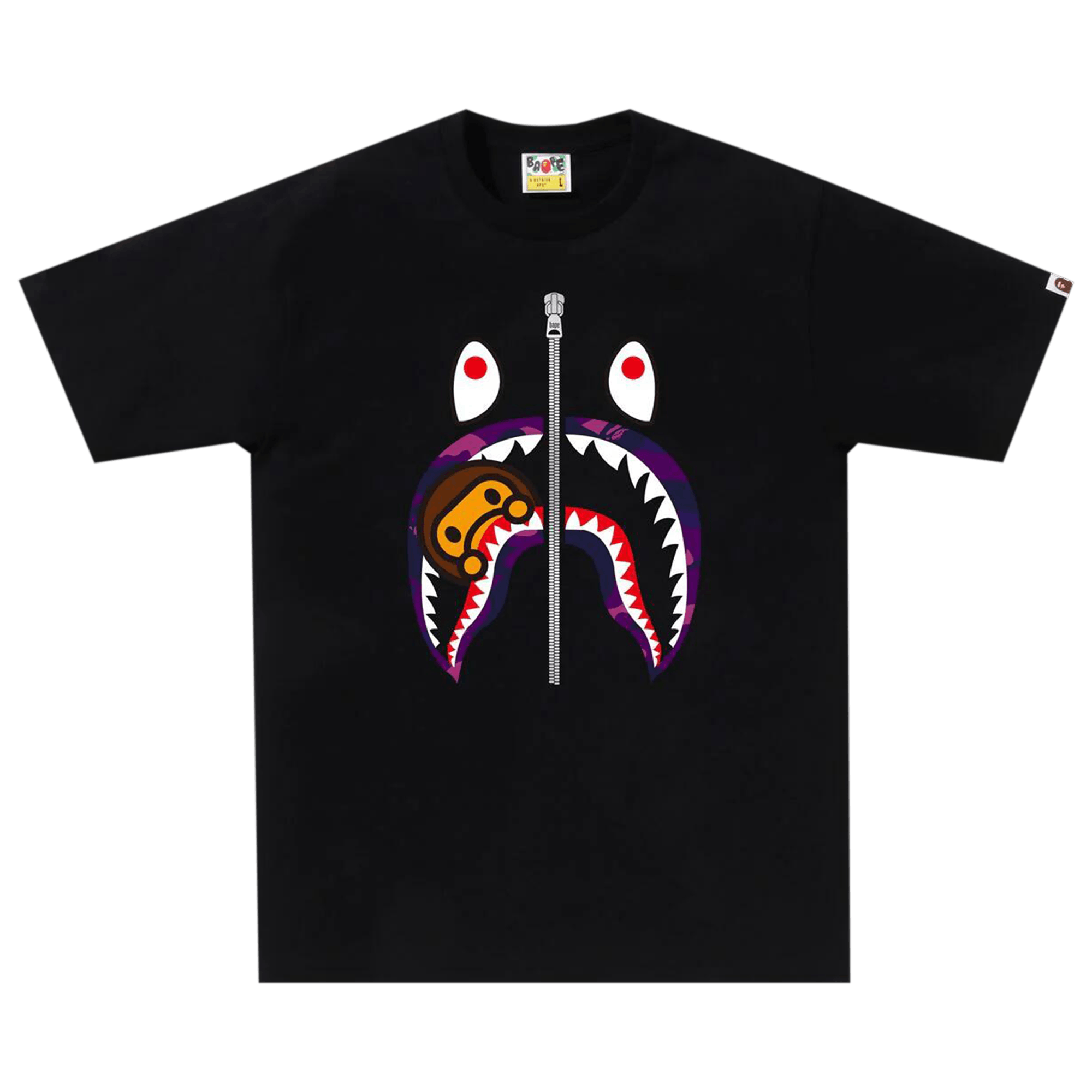 BAPE Color Camo Milo Shark Tee 'Black/Purple'