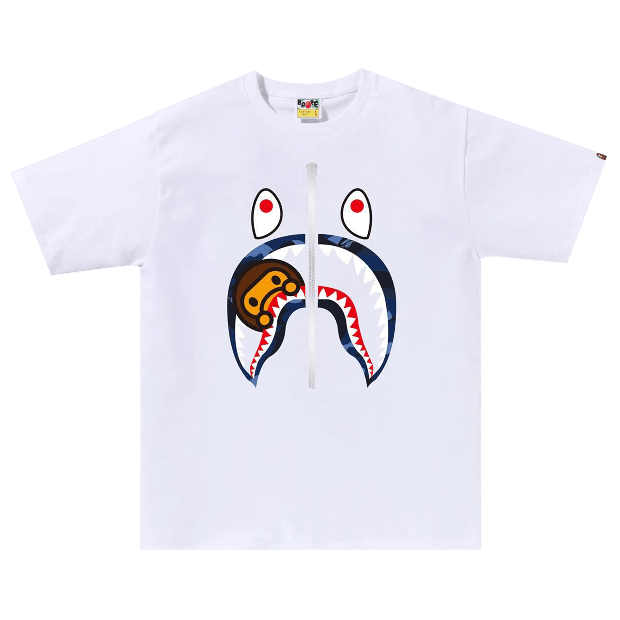 BAPE Color Camo Milo Shark Tee 'White/Navy'