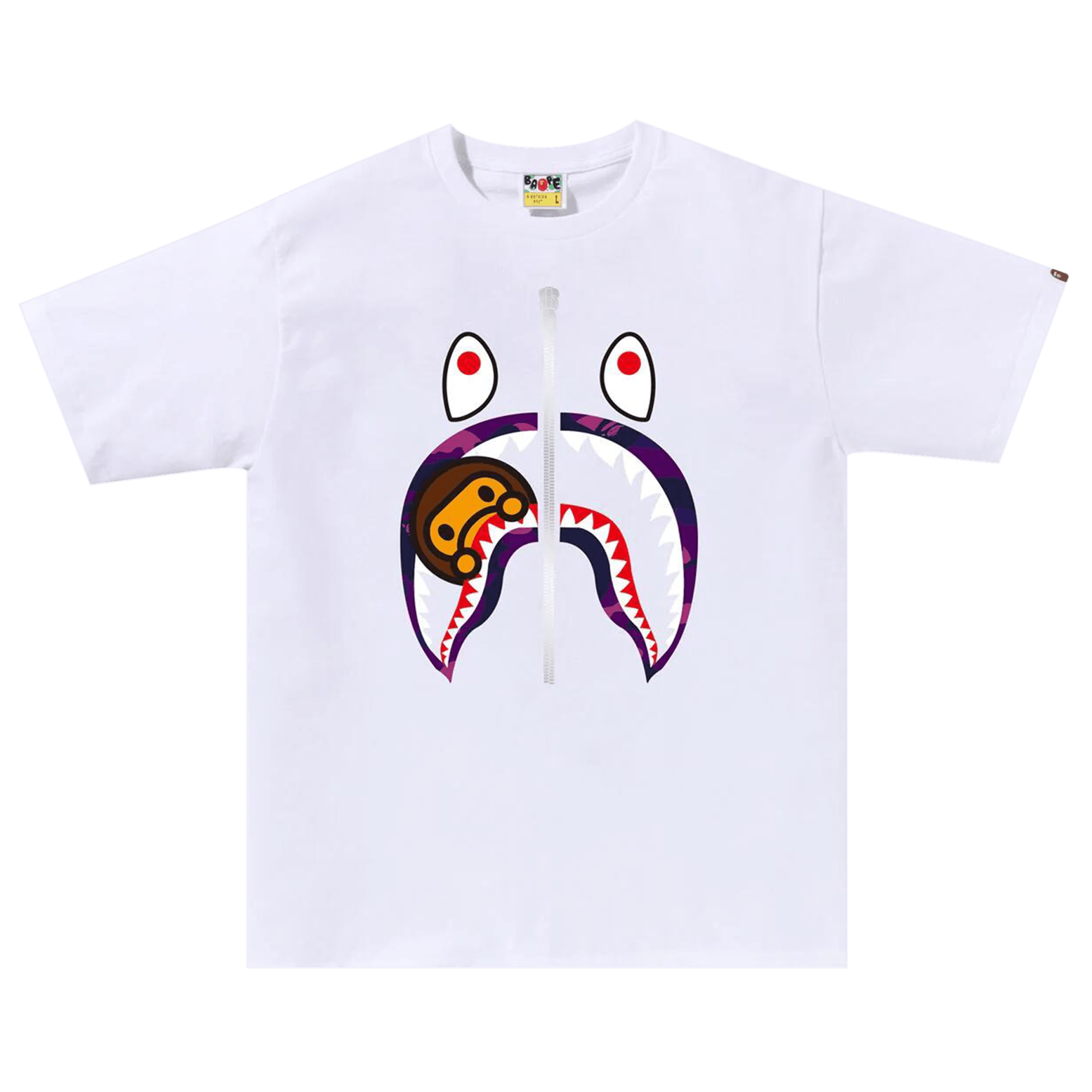 BAPE Color Camo Milo Shark Tee 'White/Purple'