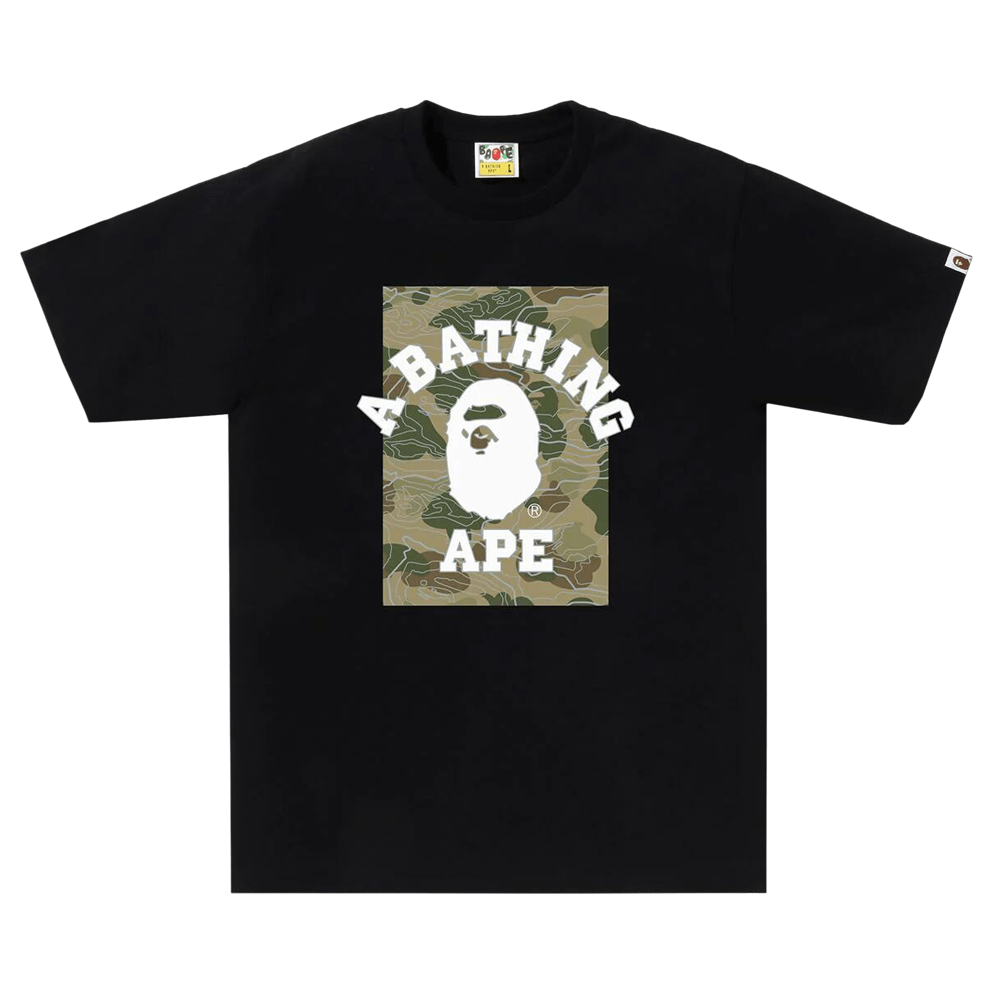 BAPE Layered Line Camo On College Tee 'Black/Beige'