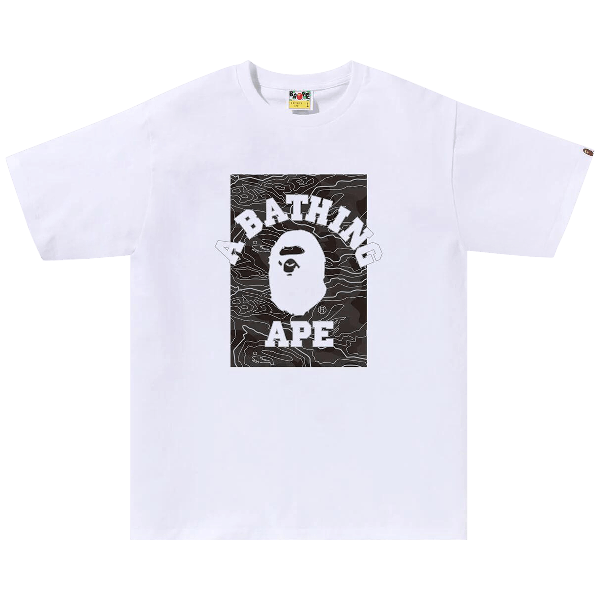 BAPE Layered Line Camo On College Tee 'White/Black'