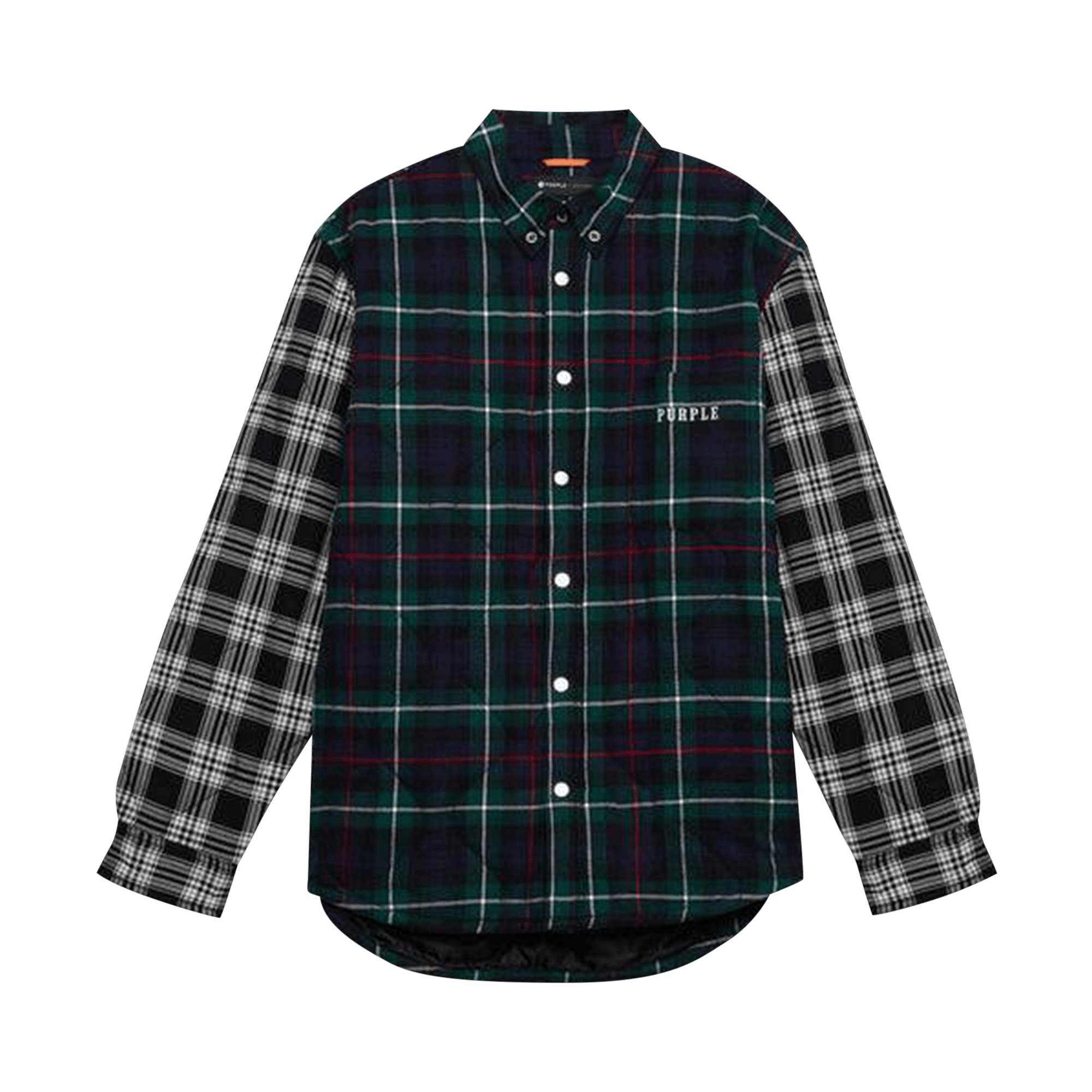 PURPLE BRAND Quilted Plaid Shirt 'Green'