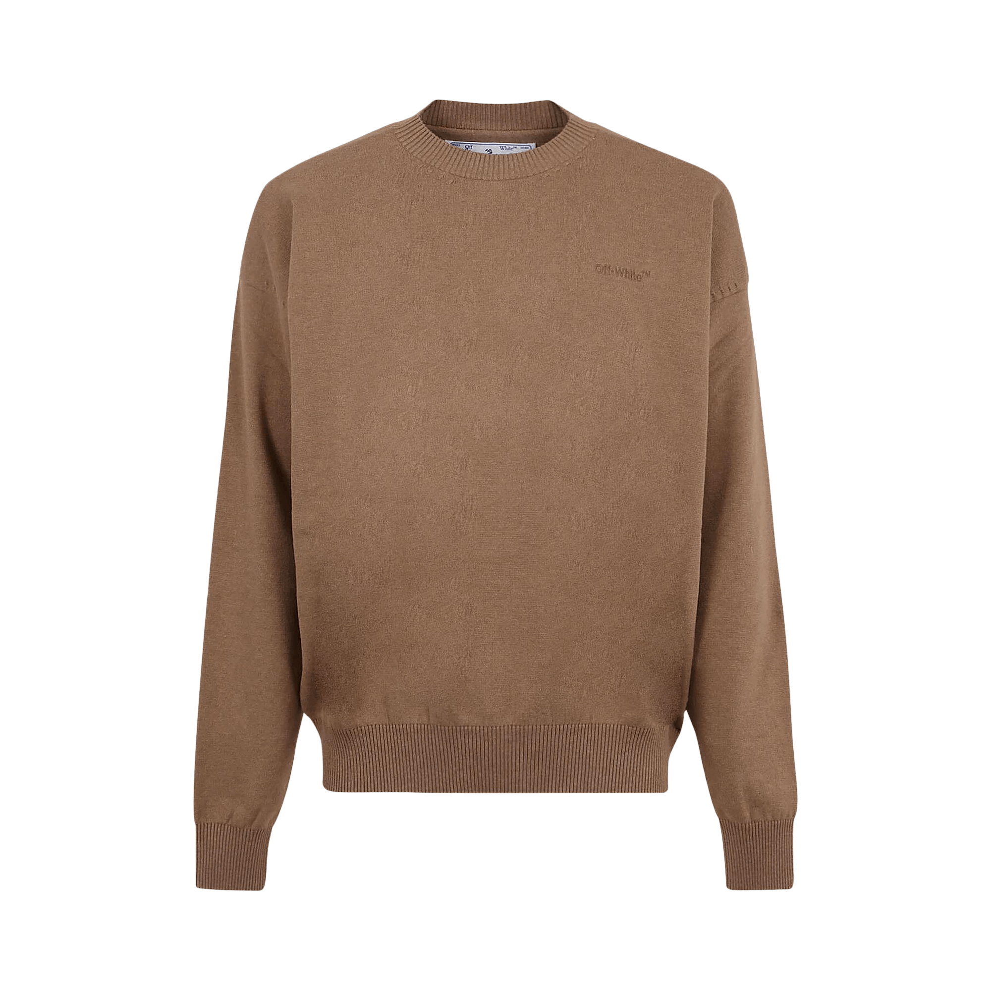 Off-White Stretch Cotton Crewneck 'Camel'