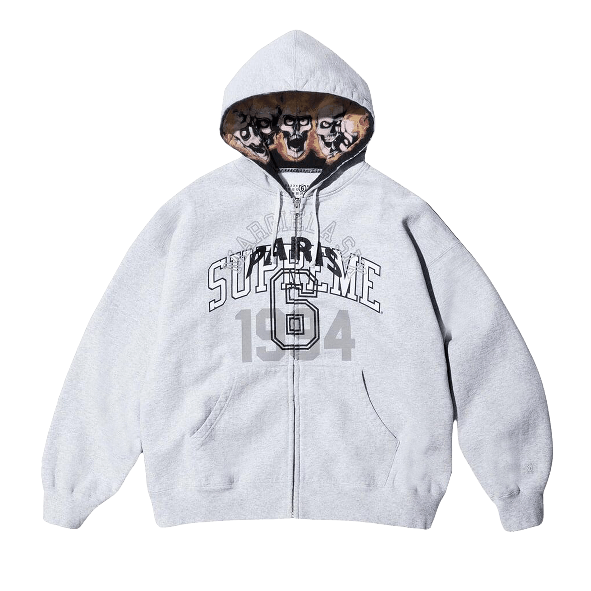 Supreme x MM6 Maison Margiela Zip Up Hooded Sweatshirt 'Ash Grey'