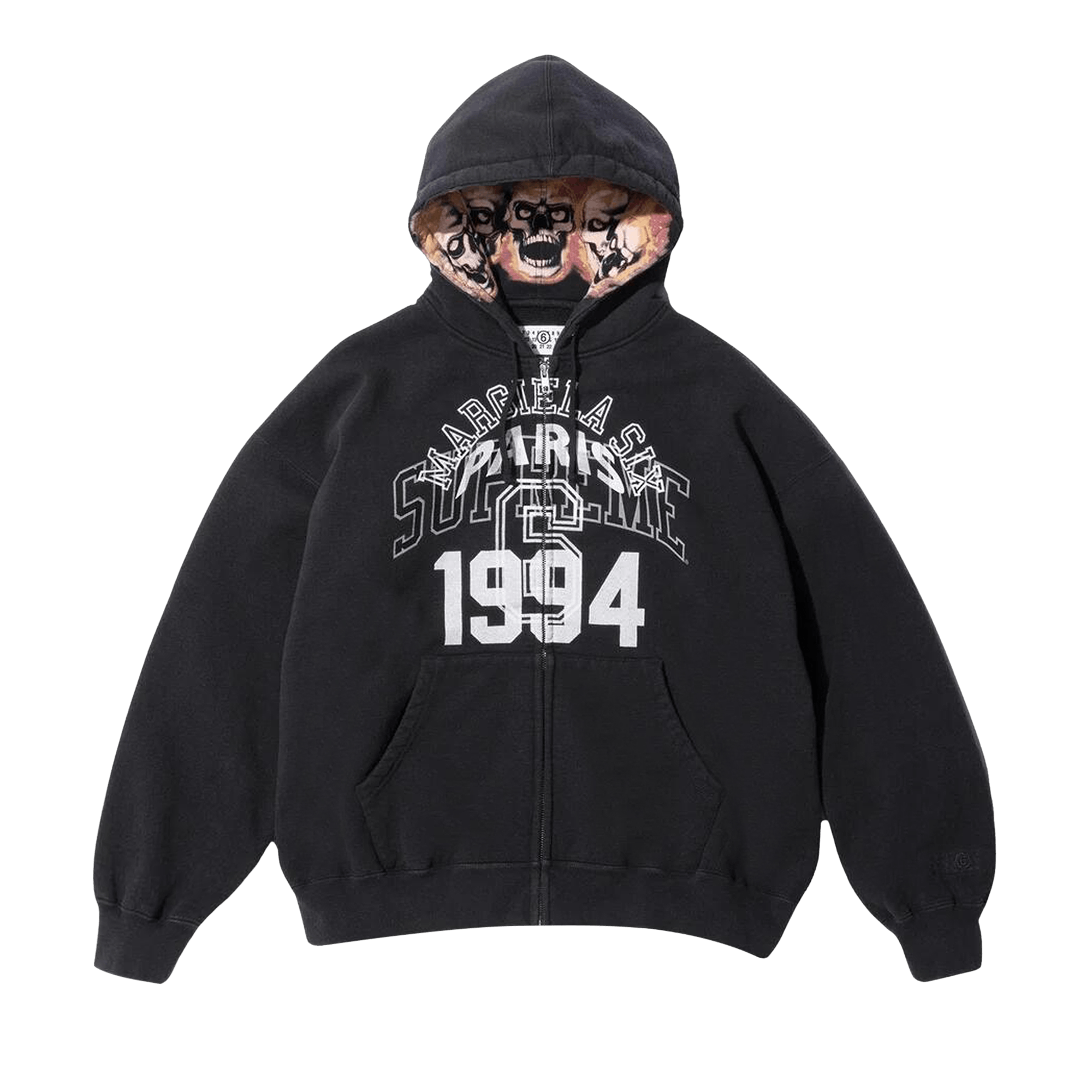 Supreme x MM6 Maison Margiela Zip Up Hooded Sweatshirt 'Black'