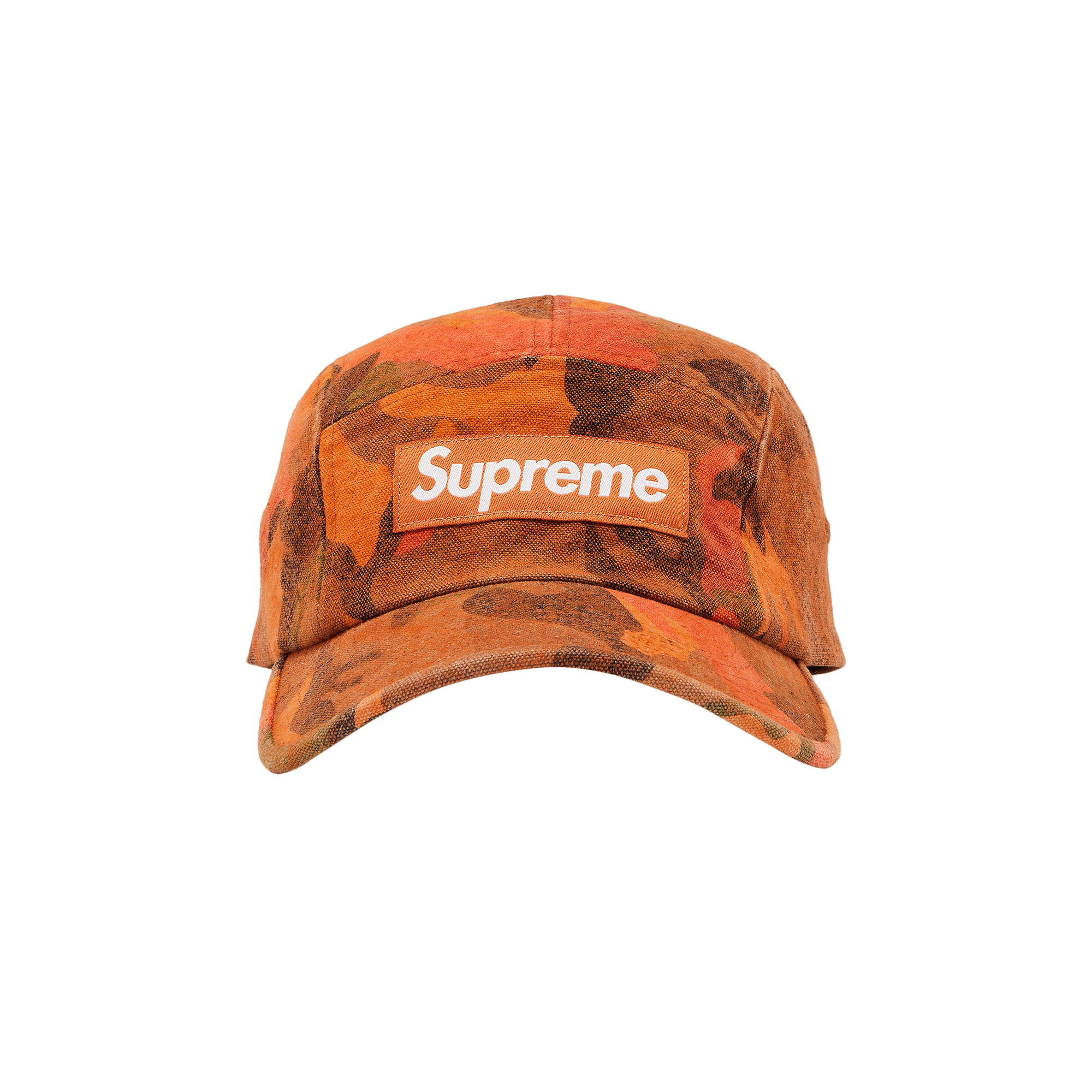 Supreme Washed Canvas Camp Cap 'Orange Camo'