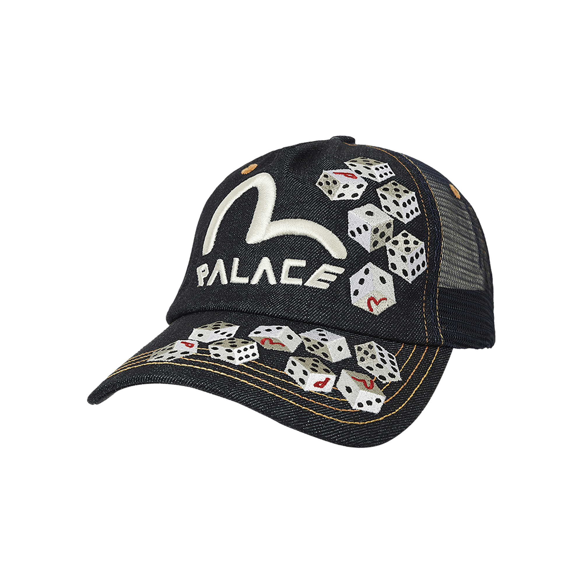 Palace x Evisu Dice Mesh Trucker 'Raw'