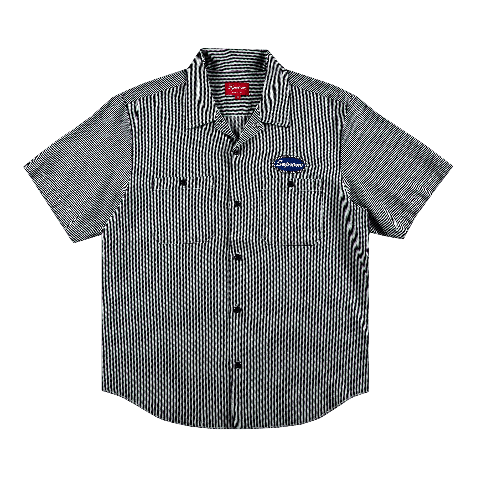 Supreme Studded Patch Short-Sleeve Work Shirt 'Stripe'