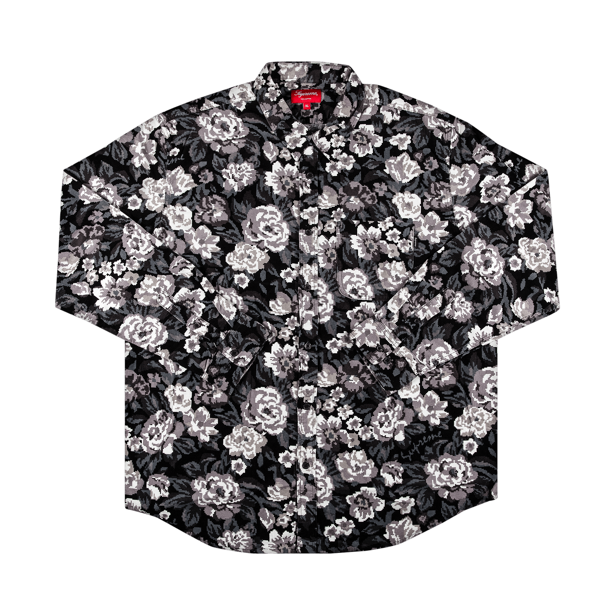 Supreme Digi Floral Corduroy Shirt 'Black'