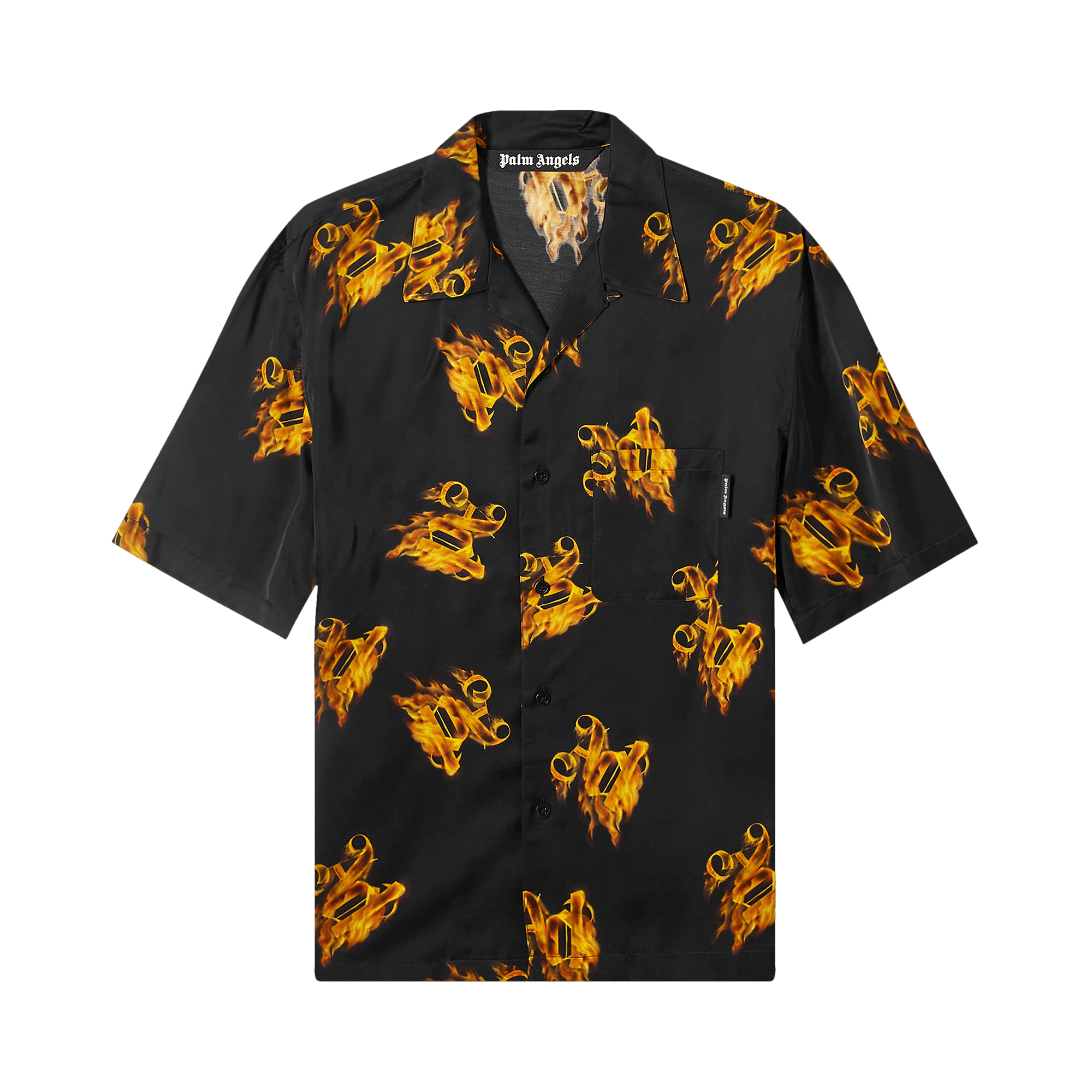 Palm Angels Burning Monogram Shirt 'Black/Gold'