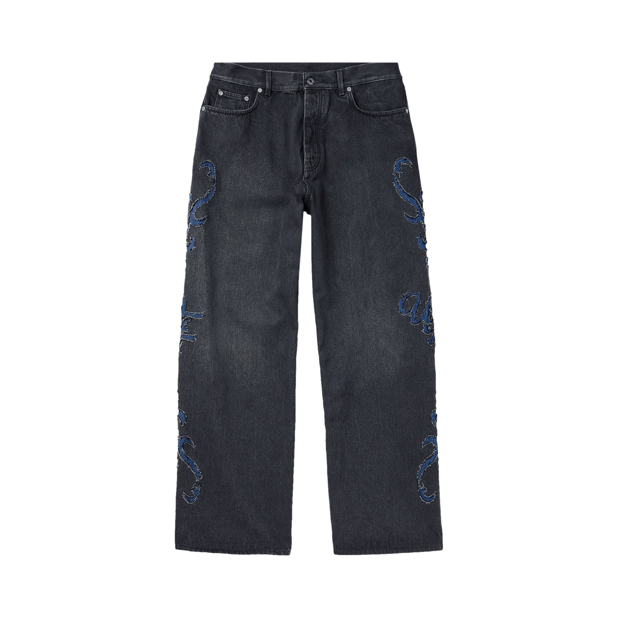 Off-White Natlover Distressed Straight Leg Jeans 'Blue'