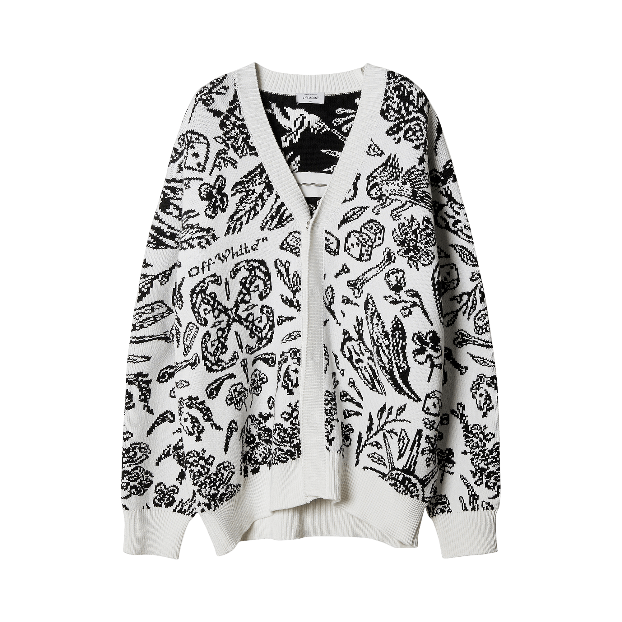 Off-White Tattoo All Over Knit Cardigan 'White/Black'