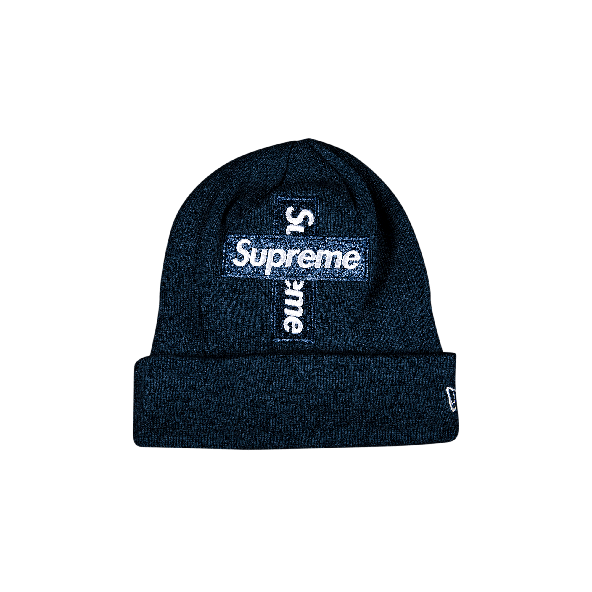 Supreme x New Era Cross Box Logo Beanie 'Navy'
