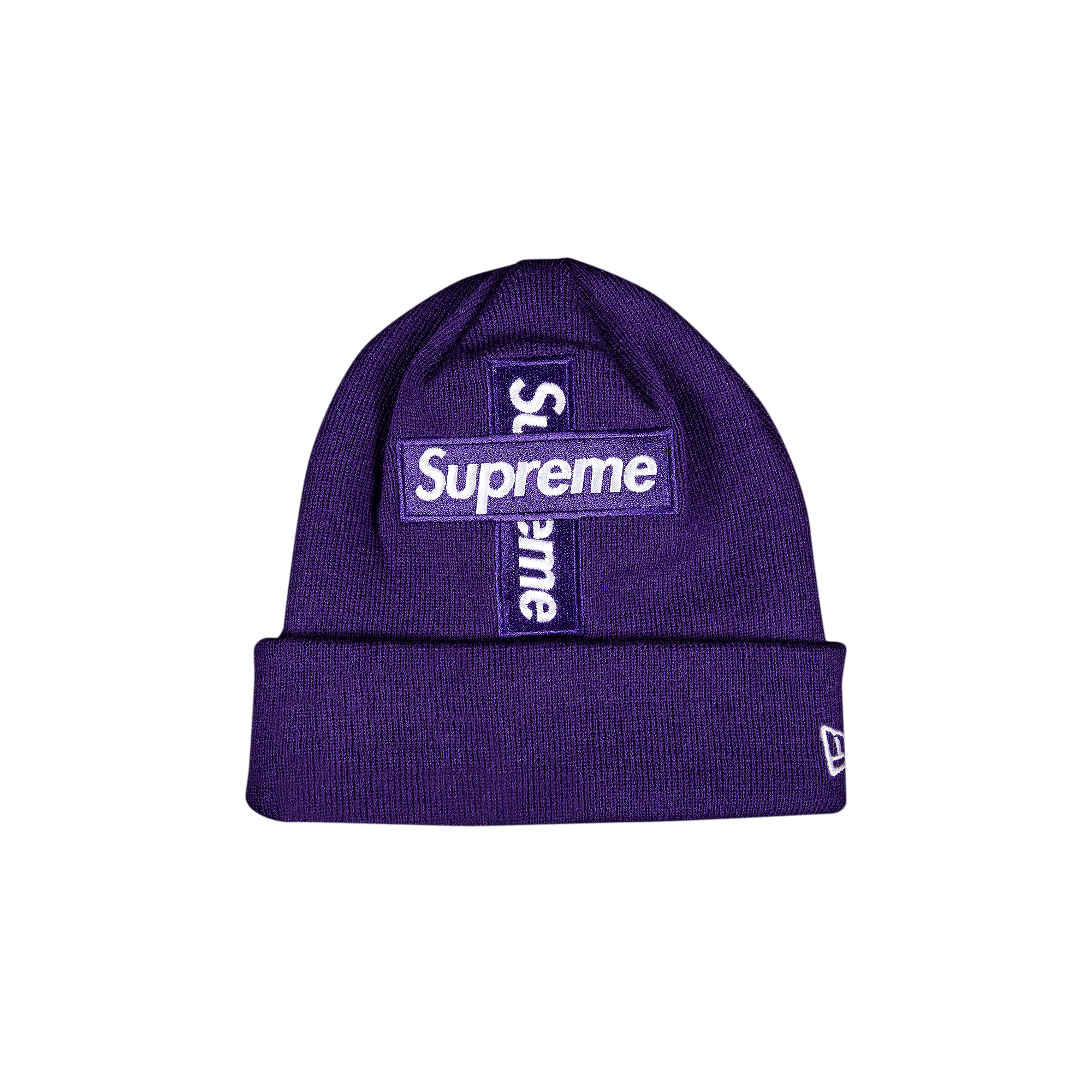 Supreme x New Era Cross Box Logo Beanie 'Purple'