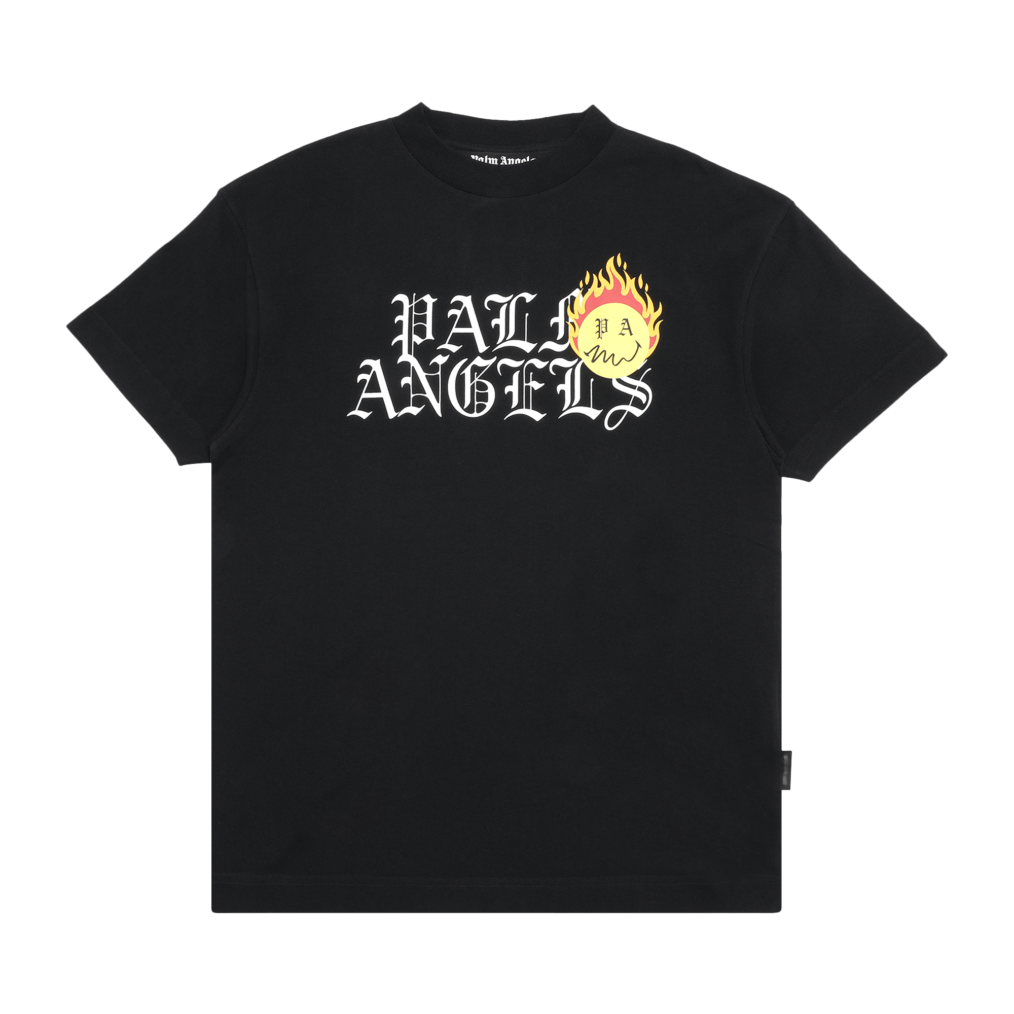 Palm Angels Burning Head Logo Short-Sleeve Tee 'Black/Yellow'