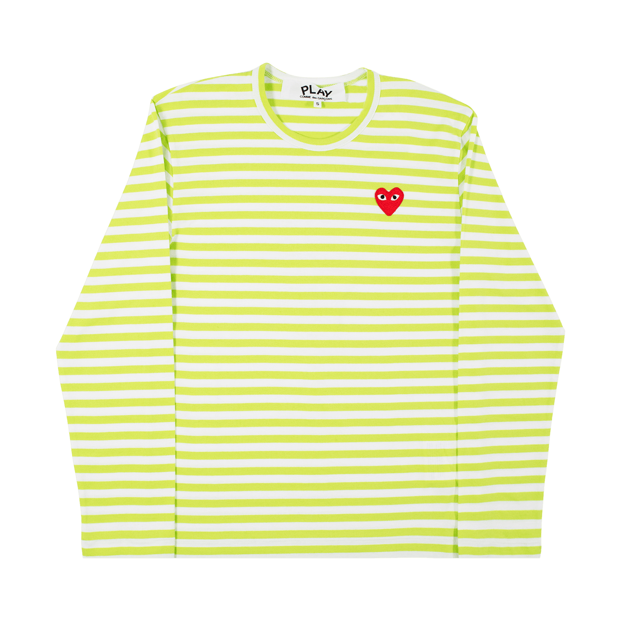 Comme des Garçons Long-Sleeve Striped Tee With Small Heart 'Green'