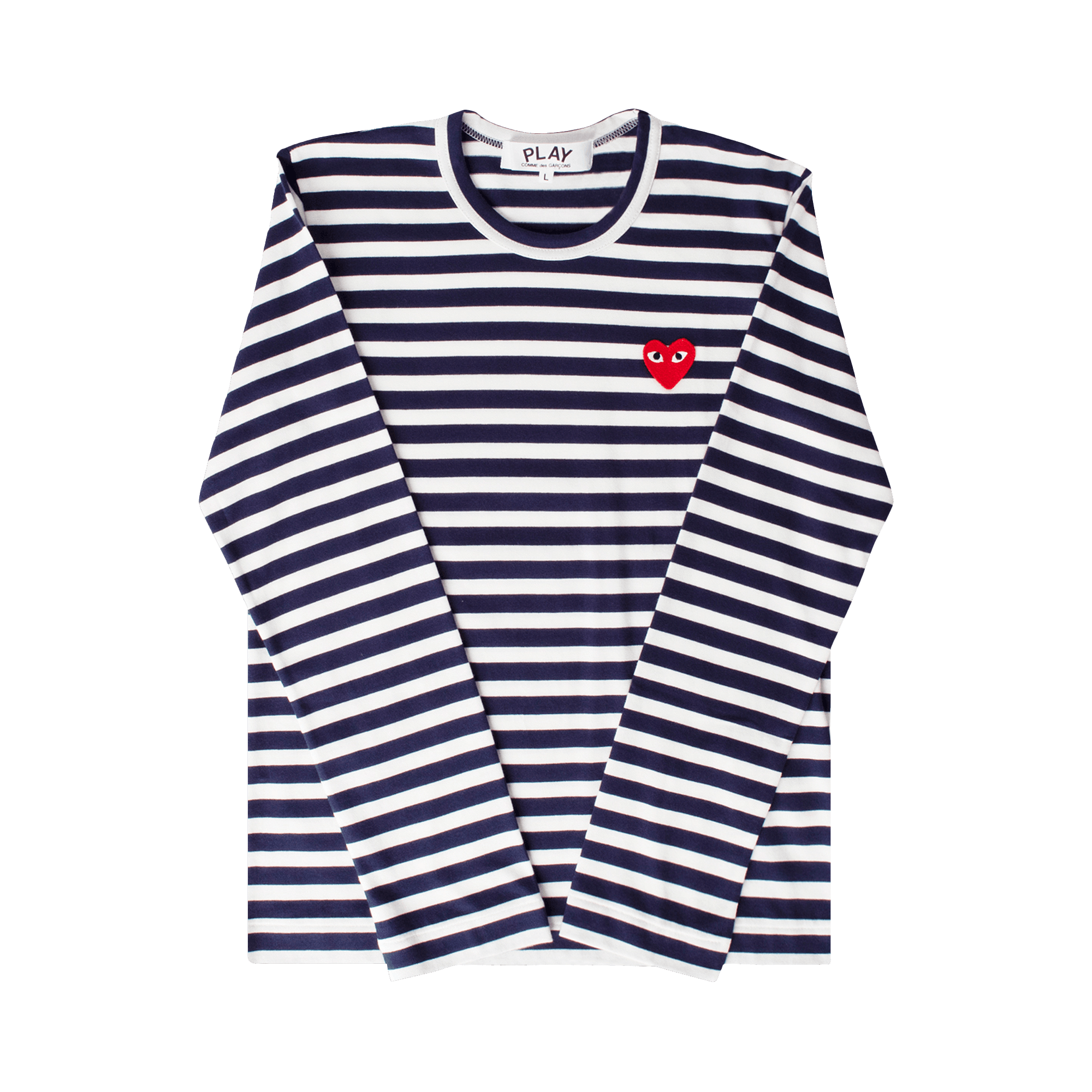 Comme des Garçons PLAY Striped Heart Logo Long-Sleeve T-Shirt 'Navy/White'