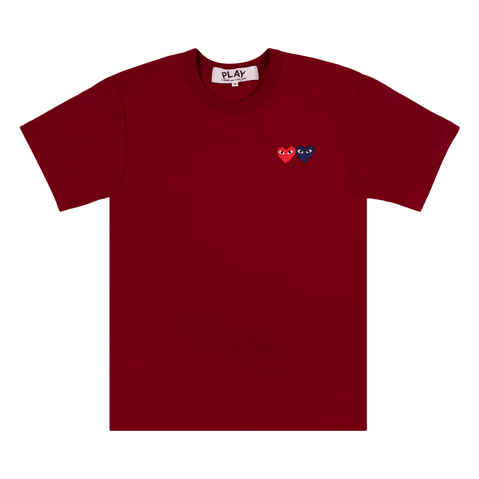 Comme des Garçons PLAY Double Heart Logo Short-Sleeve T-Shirt 'Burgundy'