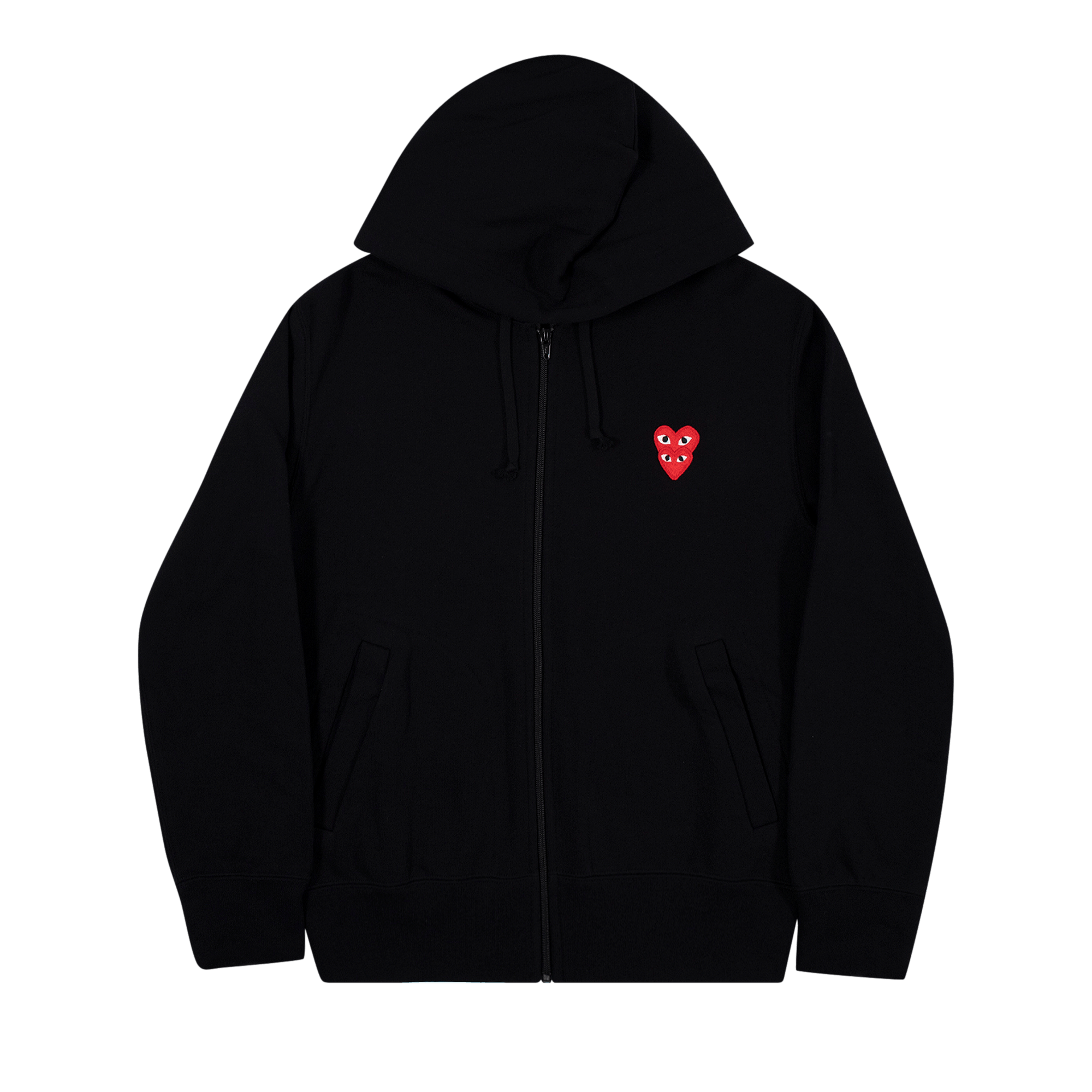 Comme des Garçons PLAY Heart Logo Zip Up Hooded Sweatshirt 'Black'