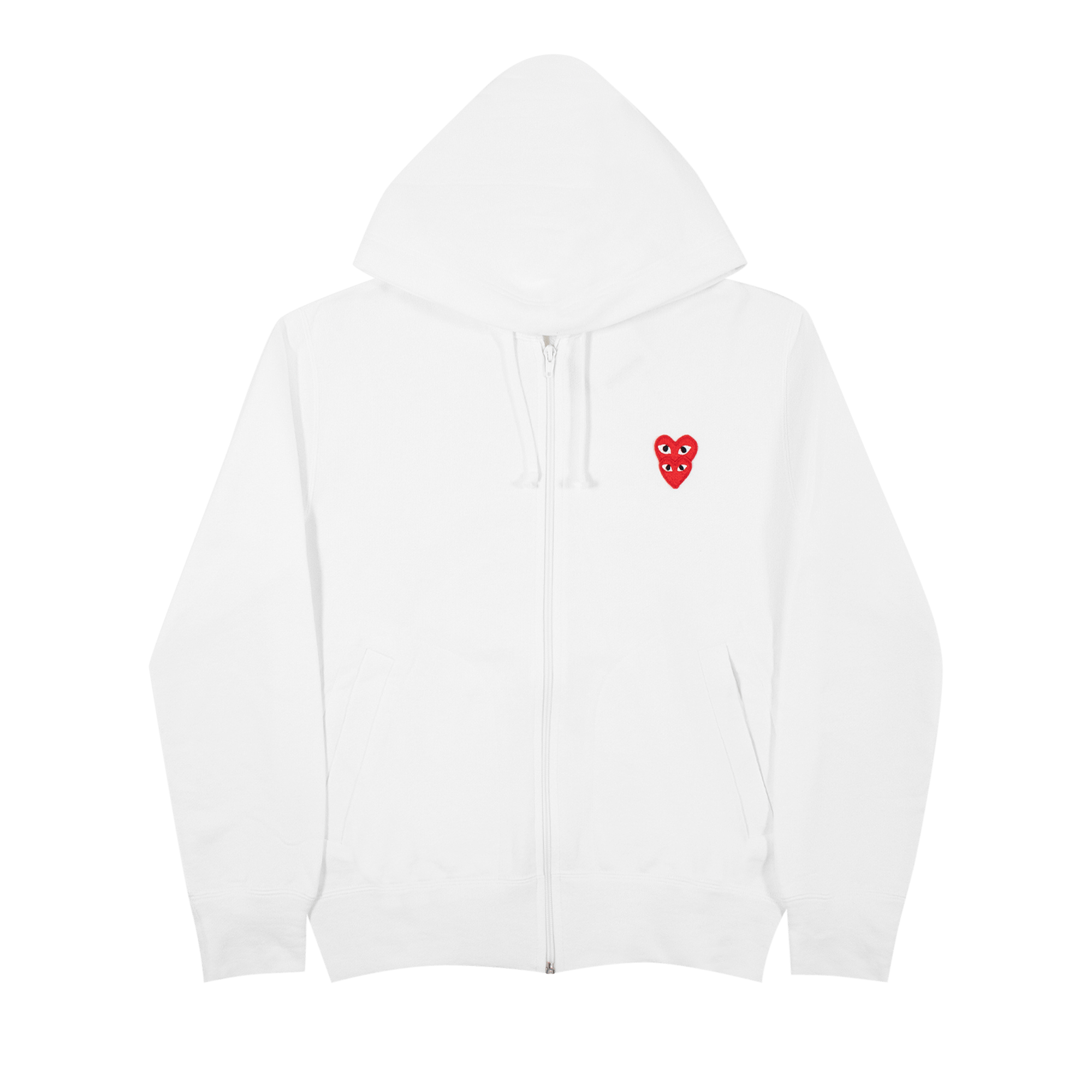 Comme des Garçons PLAY Heart Logo Zip Up Hooded Sweatshirt 'White'