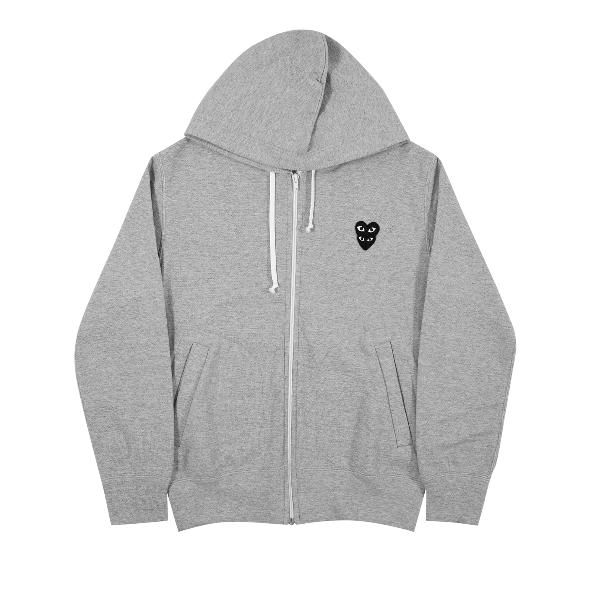 Comme des Garçons PLAY Heart Logo Zip Up Hooded Sweatshirt 'Grey'