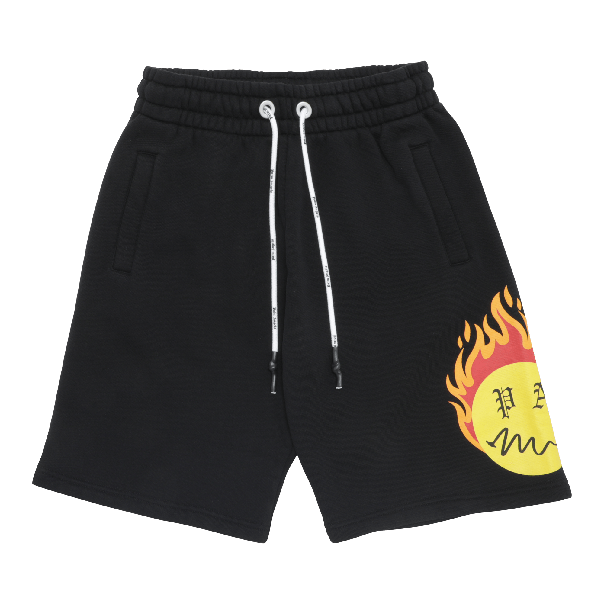Palm Angels Burning Head Sweatshorts 'Black/Yellow'
