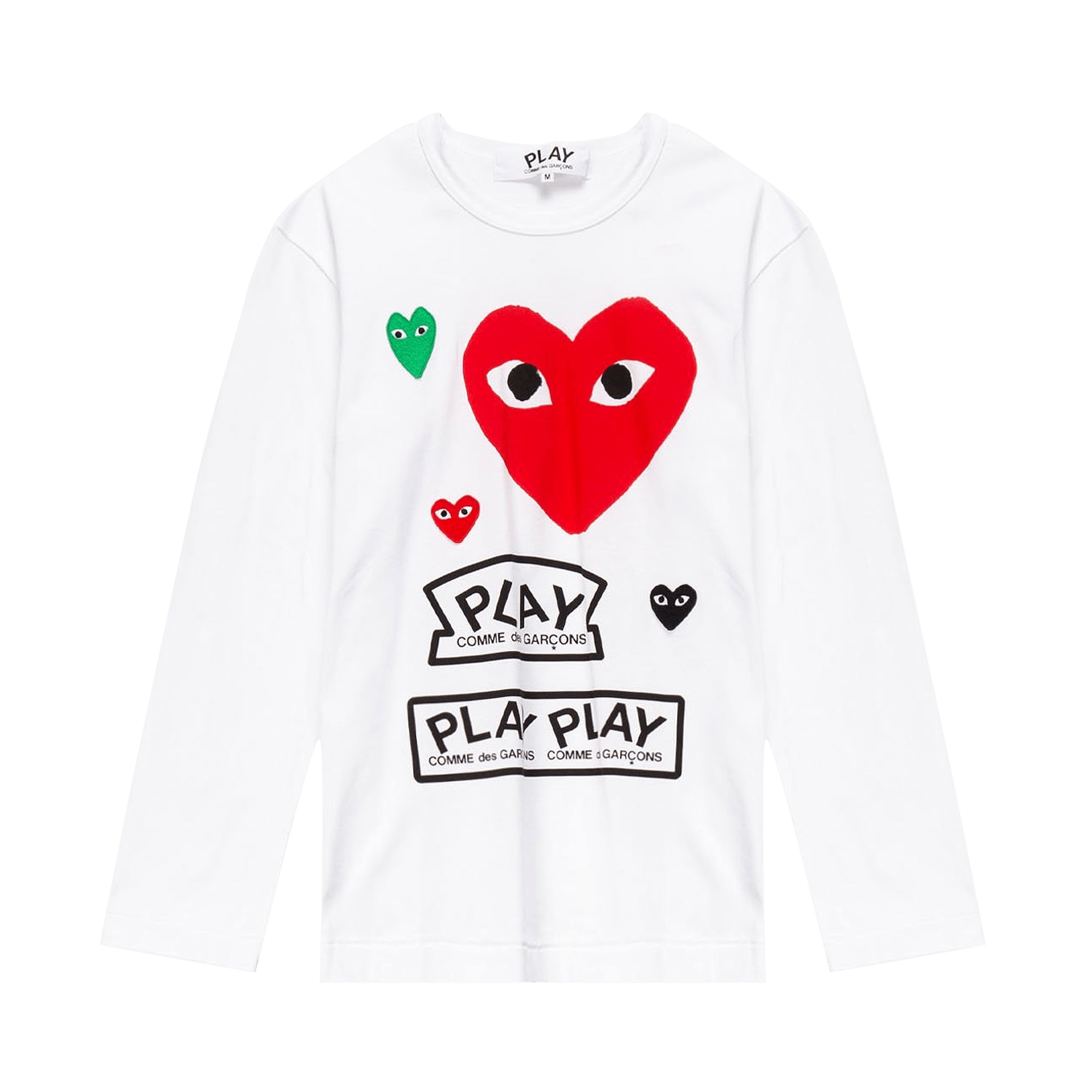 Comme des Garçons PLAY Miscellaneous Logo Long-Sleeve Tee 'White/Red'