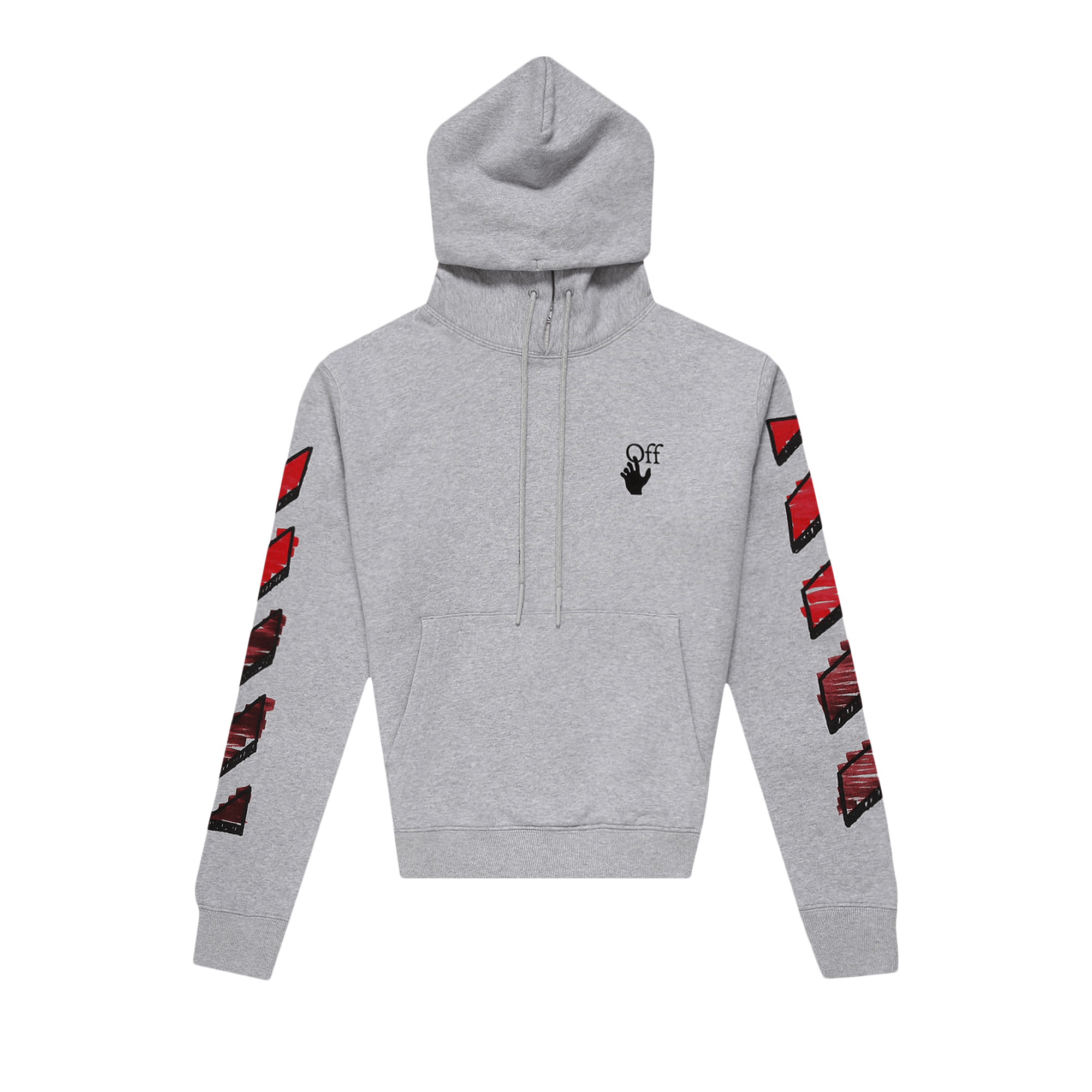 Off-White Marker Slim Hoodie 'Melange Grey/Red'