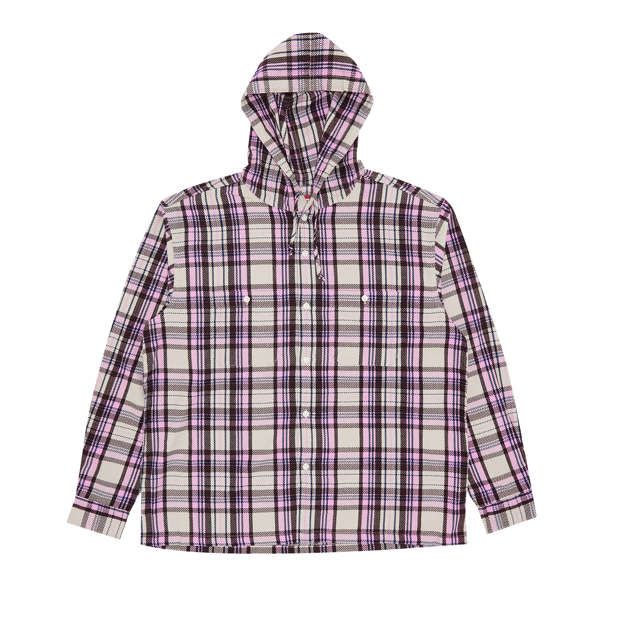 Supreme Printed Hooded Flannel Shirt 'Pink'
