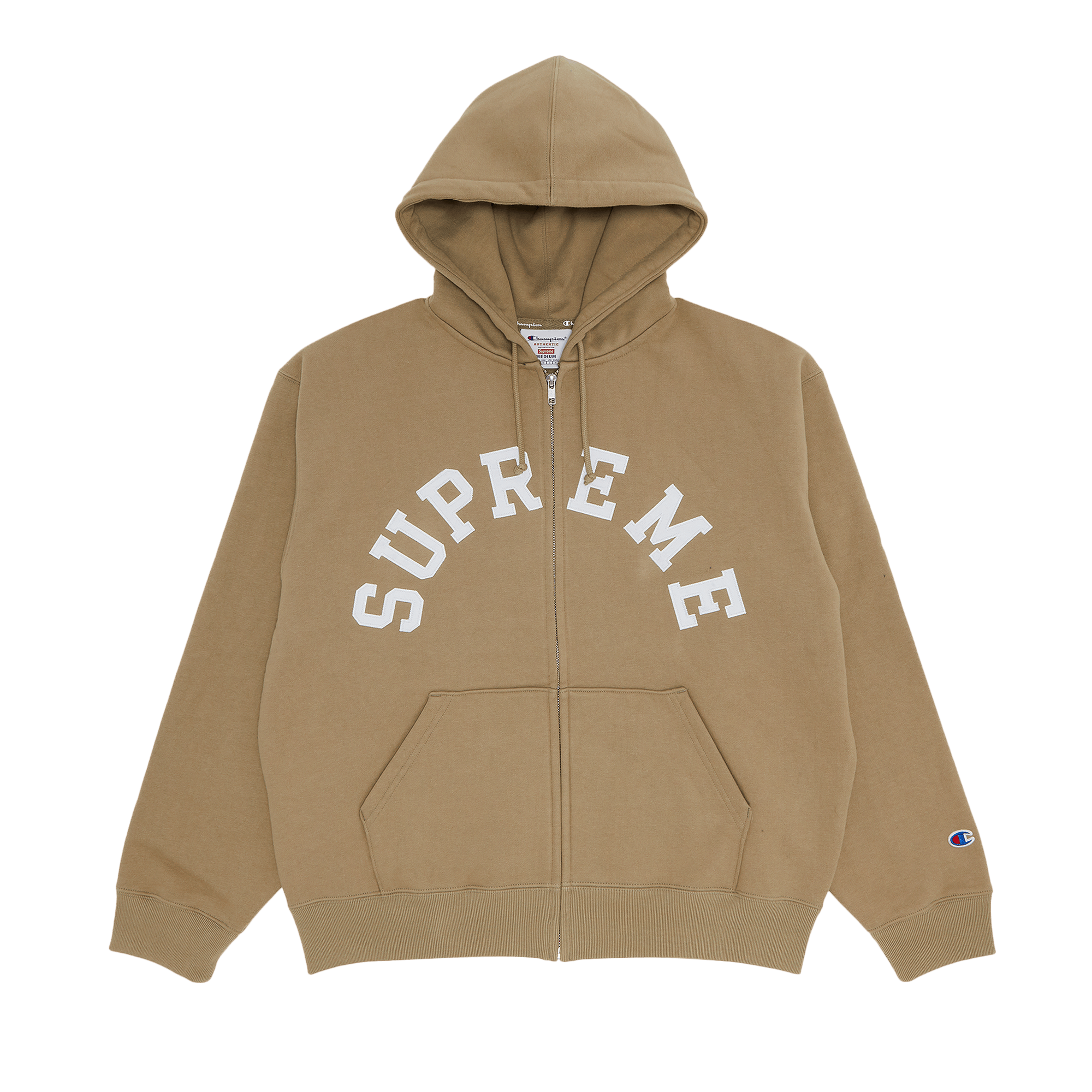 Supreme x Champion Zip Up Hooded Sweatshirt 'Tan'