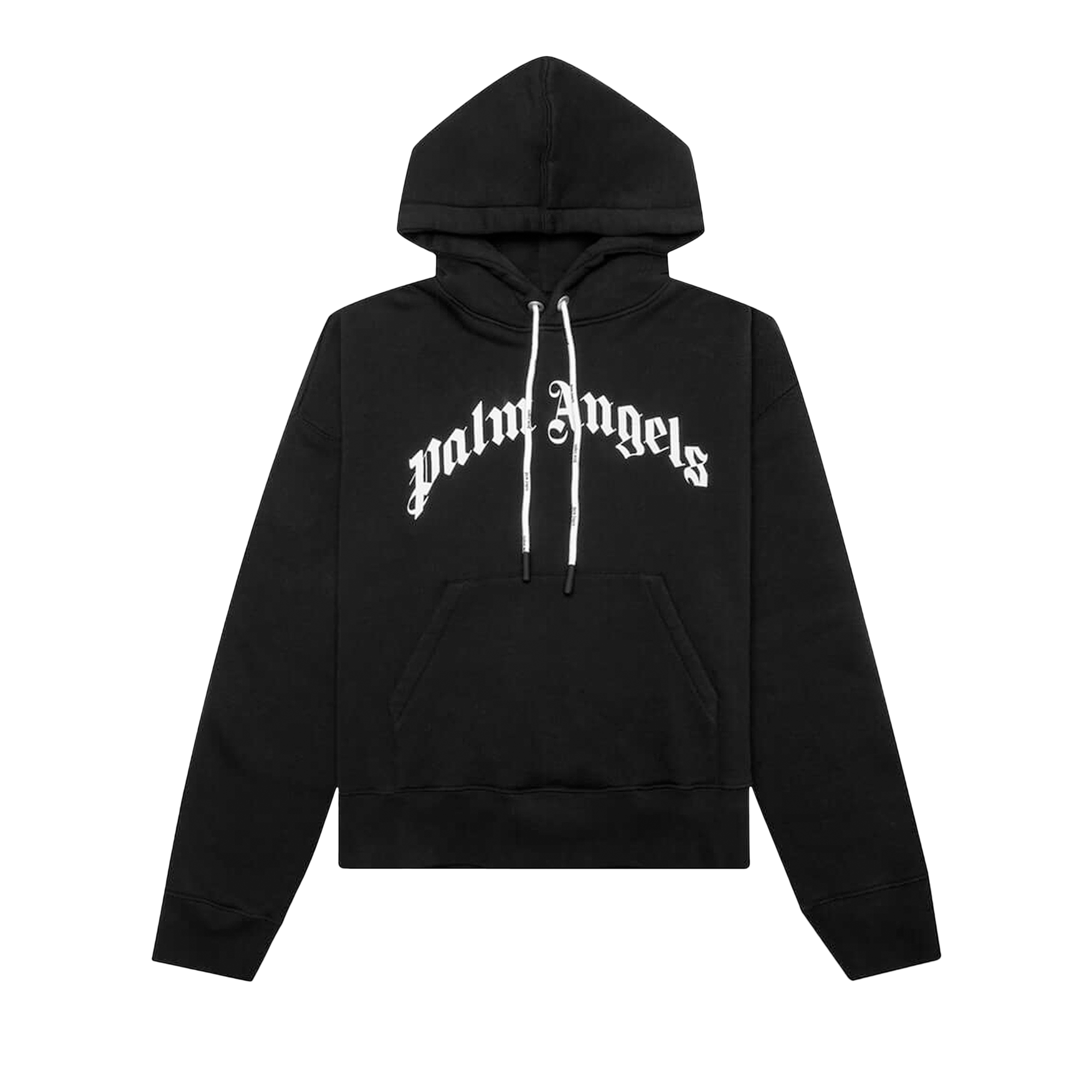 Palm Angels Curved Logo Hoodie 'Black/White'