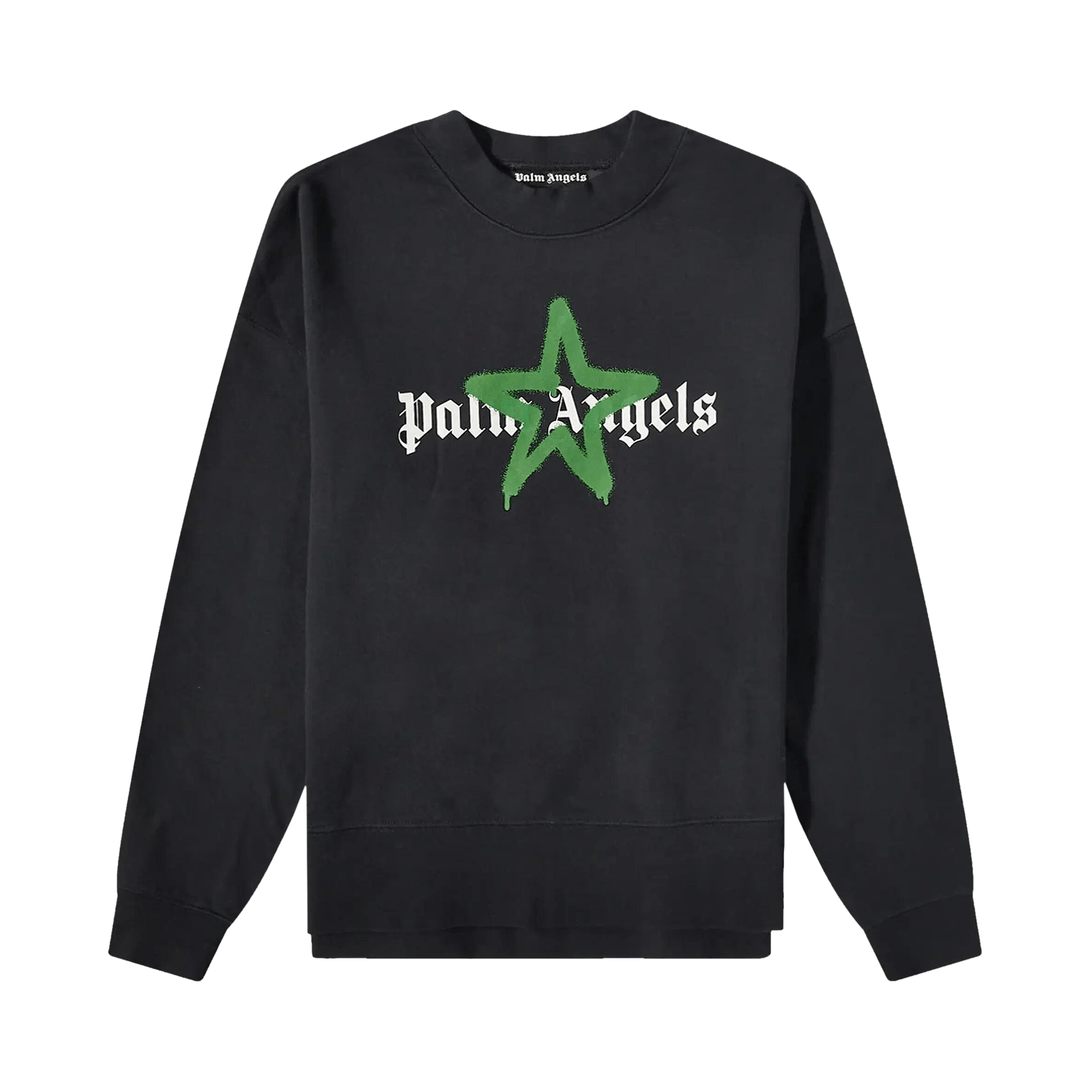 Palm Angels Star Sprayed Logo Sweatshirt 'Black/Green'