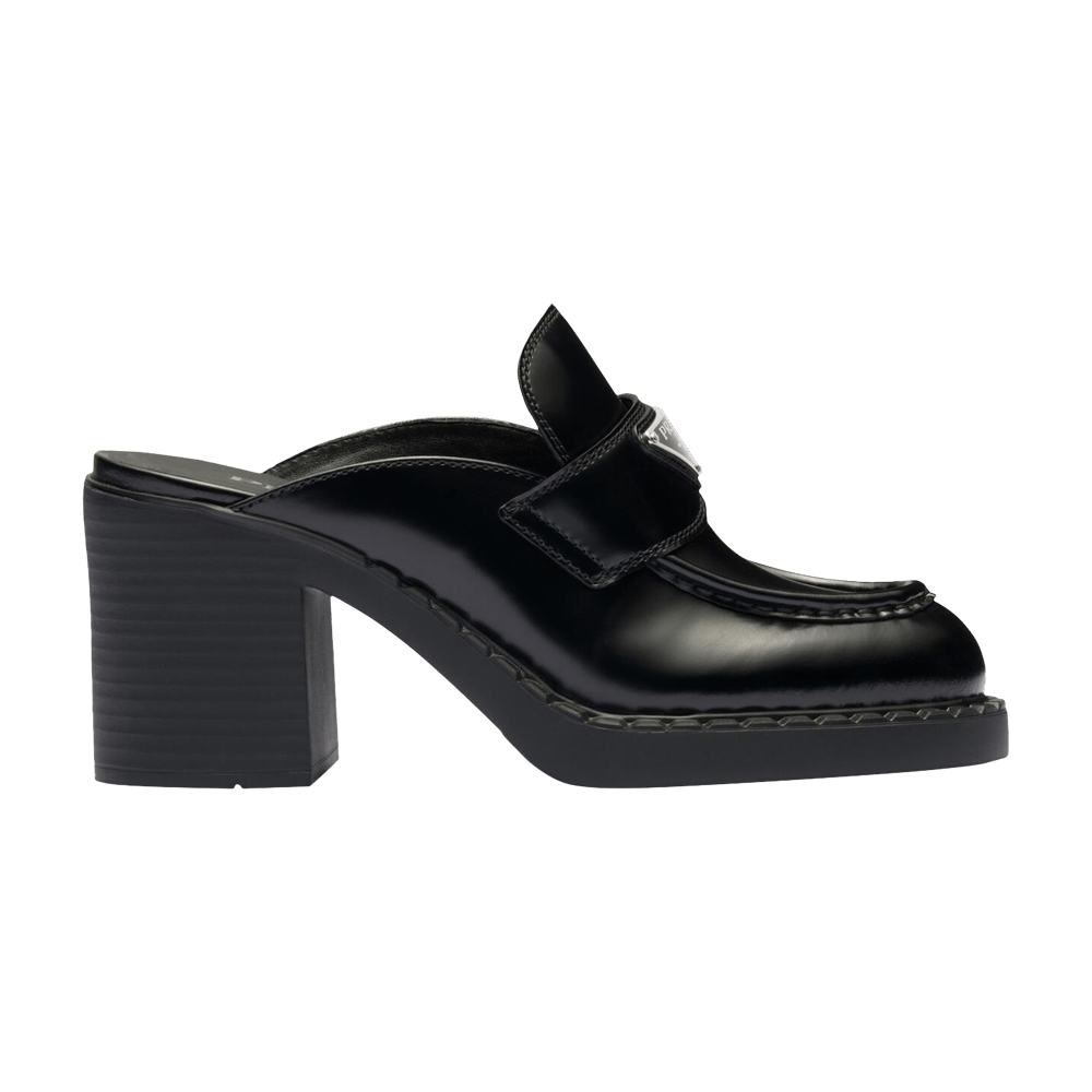 Prada Wmns Chocolate Brushed Leather Mule 'Black' 2023