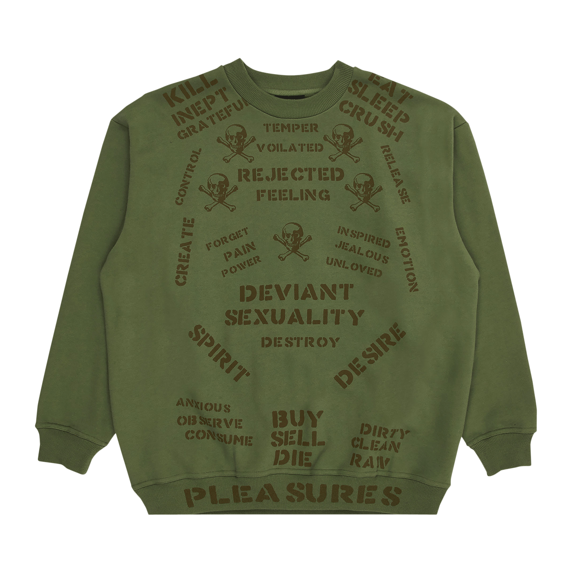 Pleasures Crush Crewneck Sweatshirt 'Army Green'