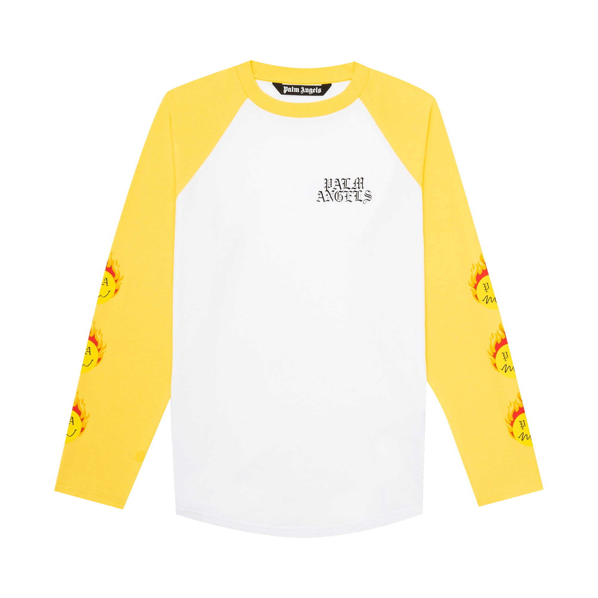 Palm Angels Burning Head Vintage Long-Sleeve Tee 'White/Yellow'