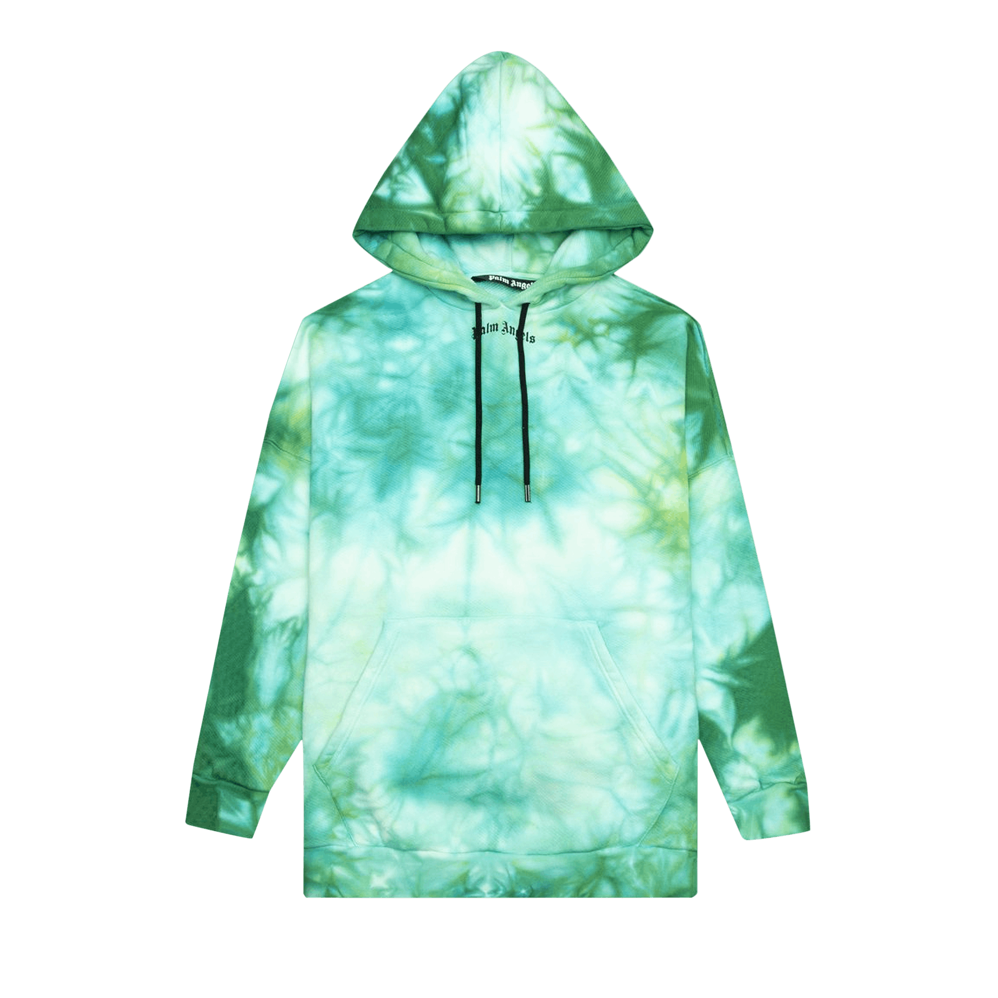Palm Angels Tie Dye Logo Over Hoodie 'Forrest Green/Yellow'