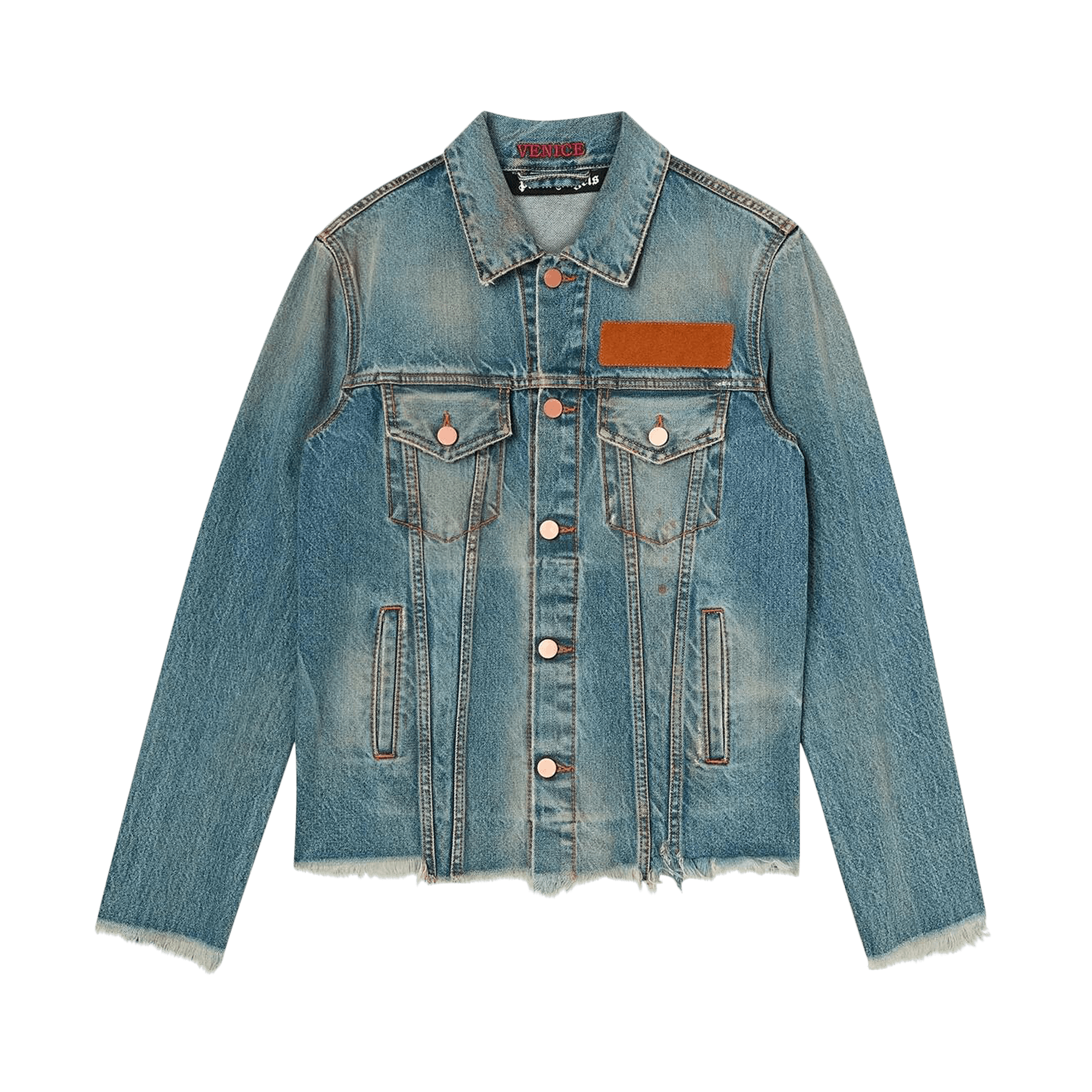 Palm Angels Palm Tree Embroidered Denim Jacket 'Blue'