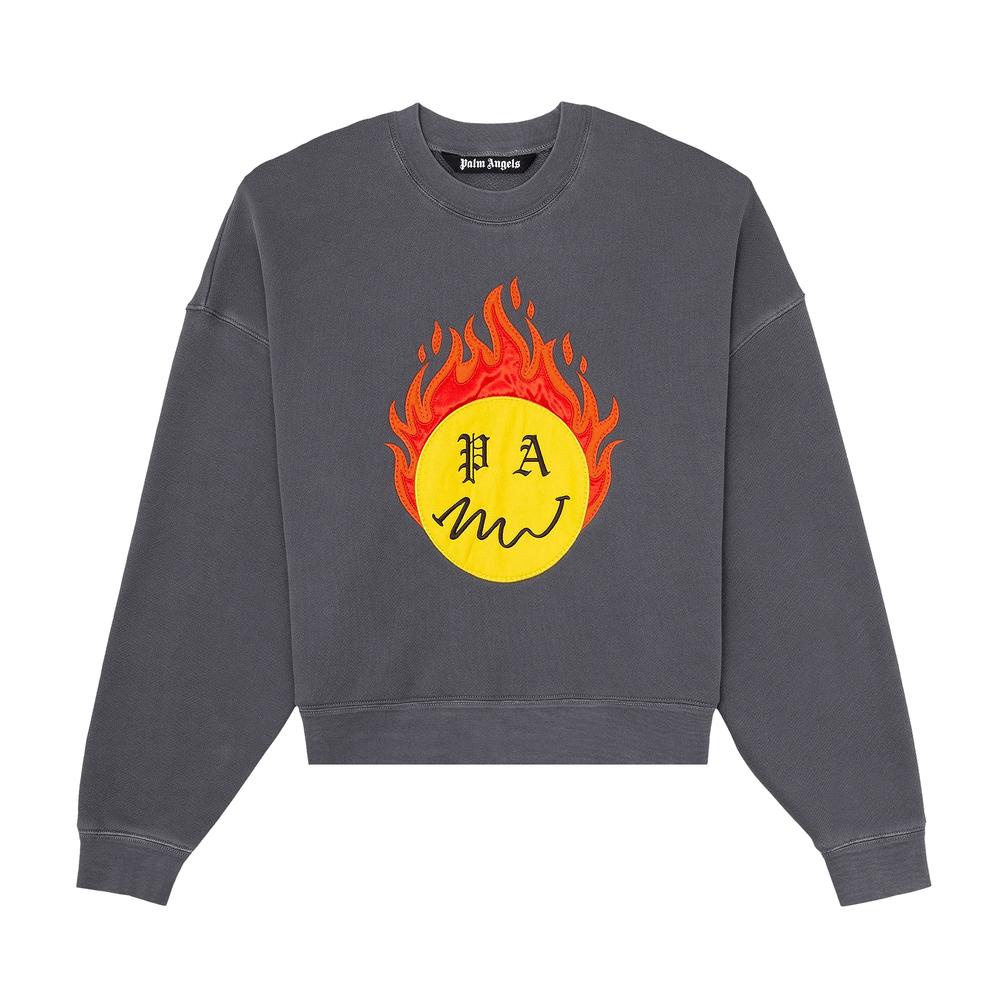 Palm Angels Burning Head Crewneck 'Black/Yellow'