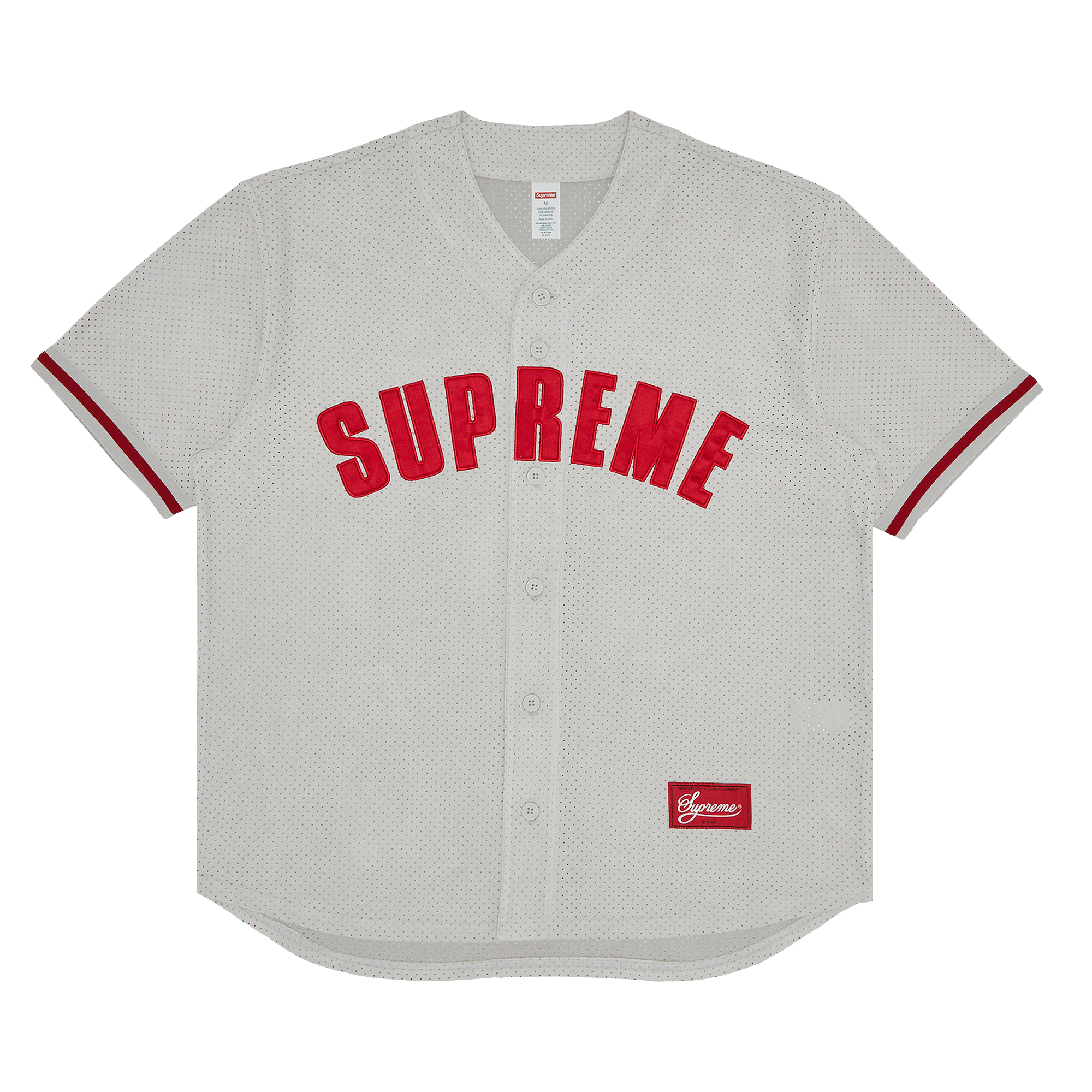 Supreme Ultrasuede Mesh Baseball Jersey 'Grey'
