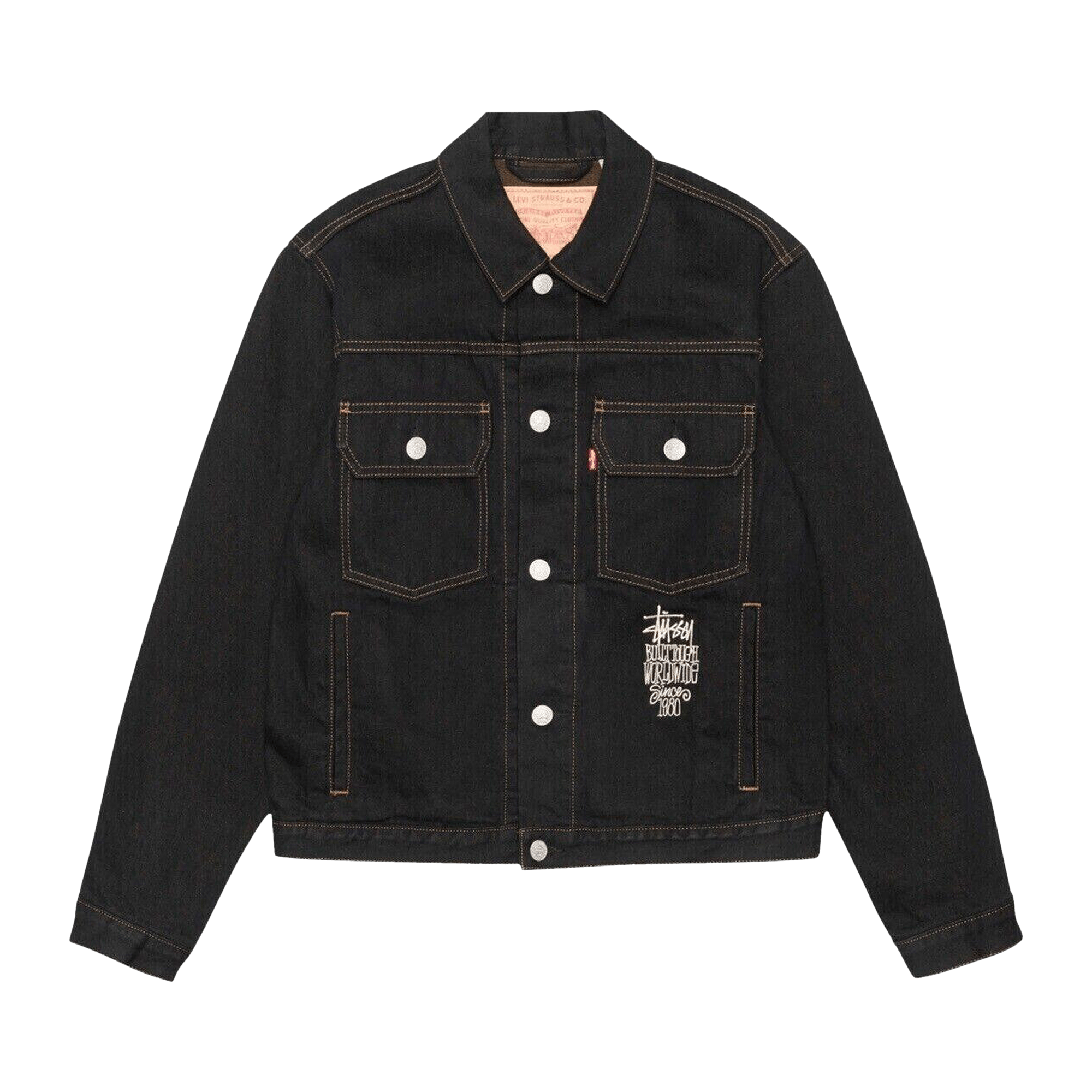 Stussy x Levi's Crispy Rinse Trucker Jacket 'Black/Brown'