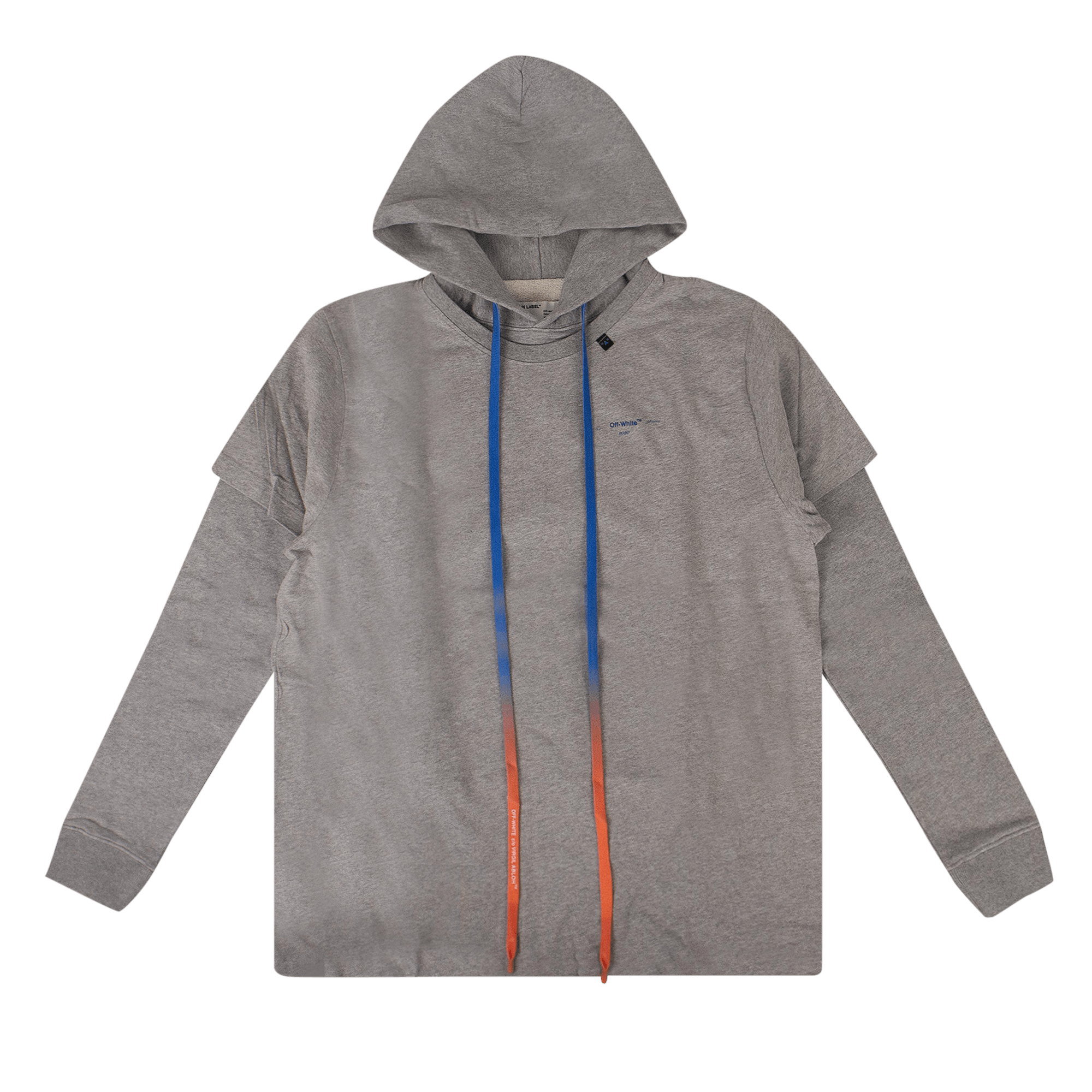 Off-White Oversized Logo Double Sleeve Hooded Sweatshirt 'Grey'
