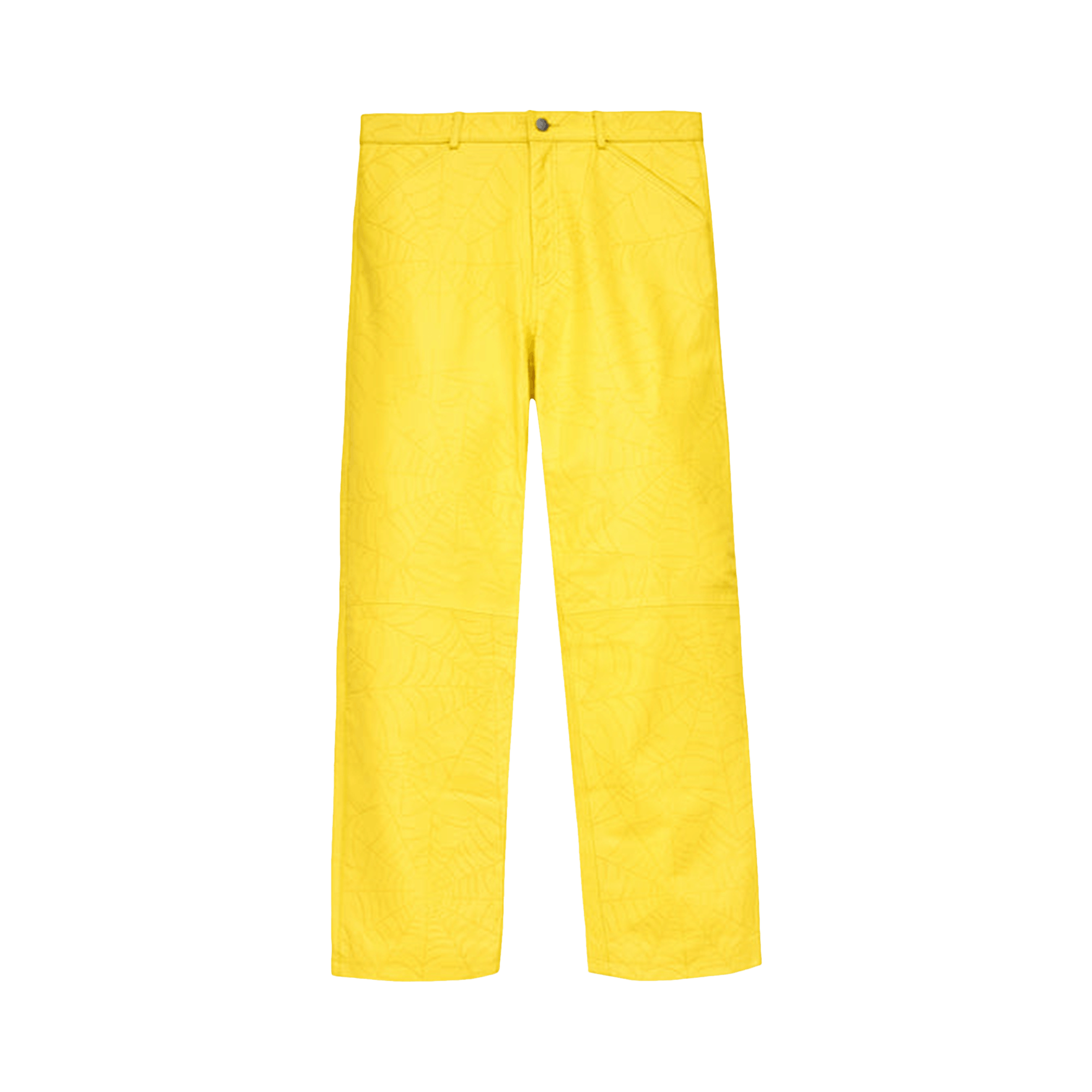 Sp5der Debossed Web Leather Pant 'Yellow'