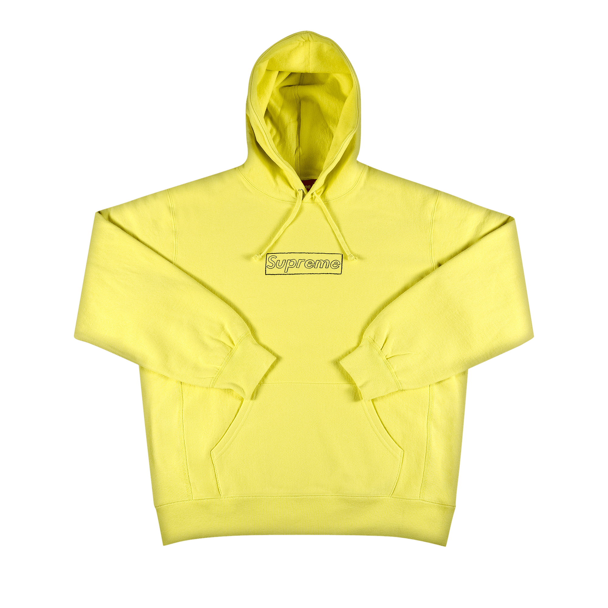 Supreme x KAWS Chalk Logo Hooded Sweatshirt 'Light Lemon'