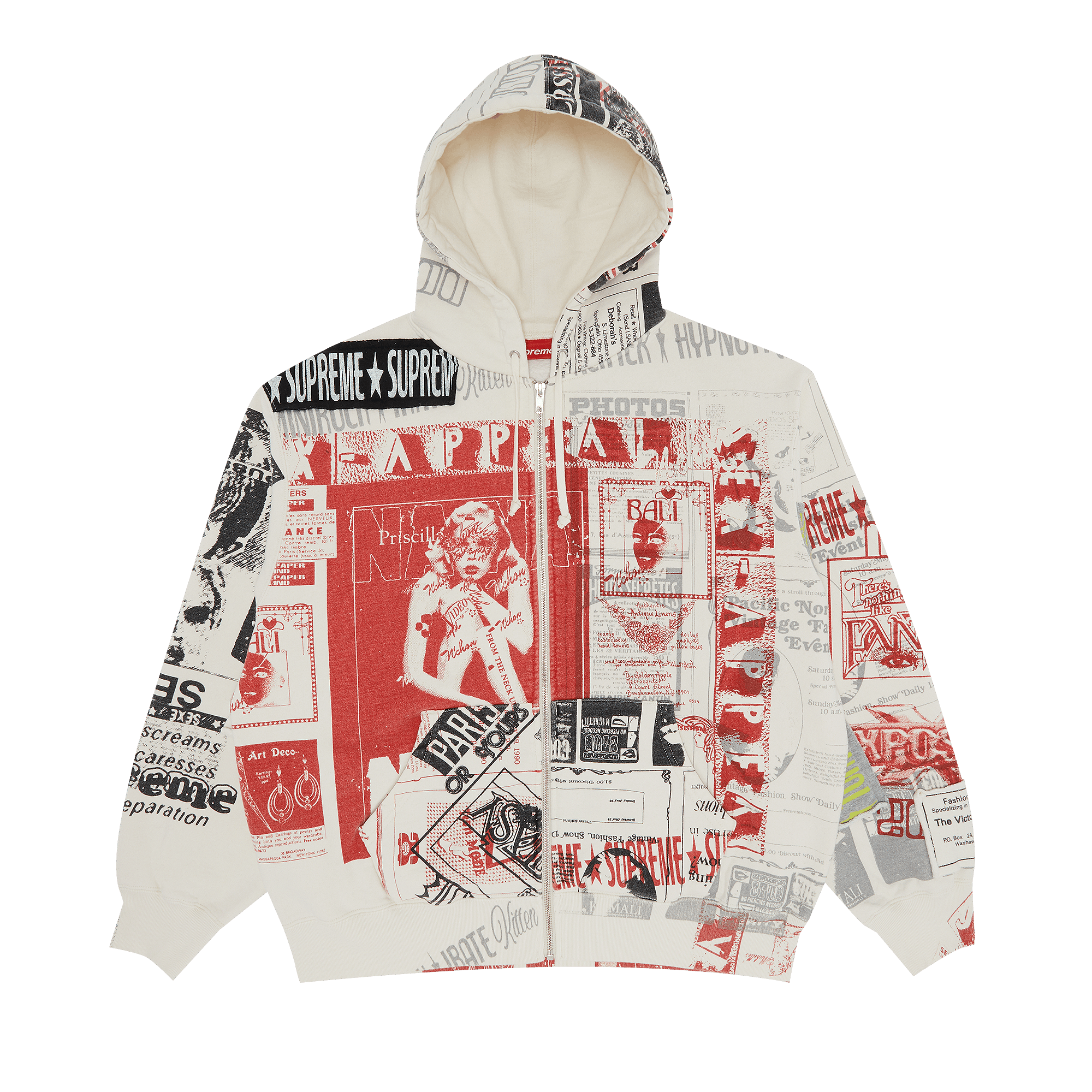 Supreme Collage Zip Up Hooded Sweatshirt 'White'