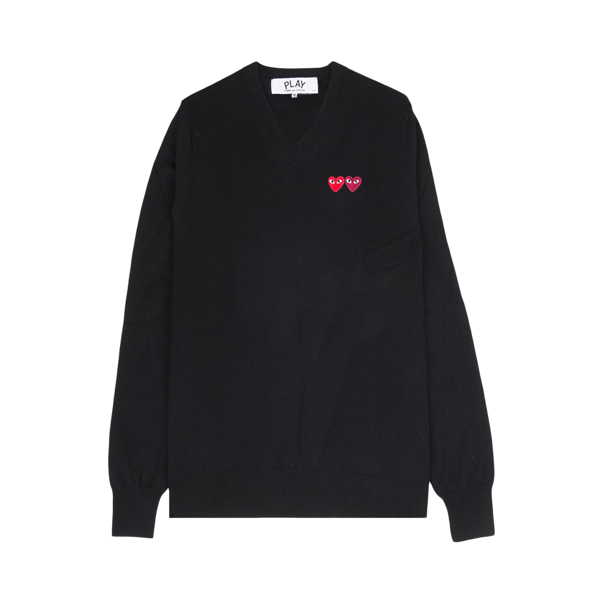 Comme des Garçons PLAY Double Heart V-Neck Sweater 'Black'