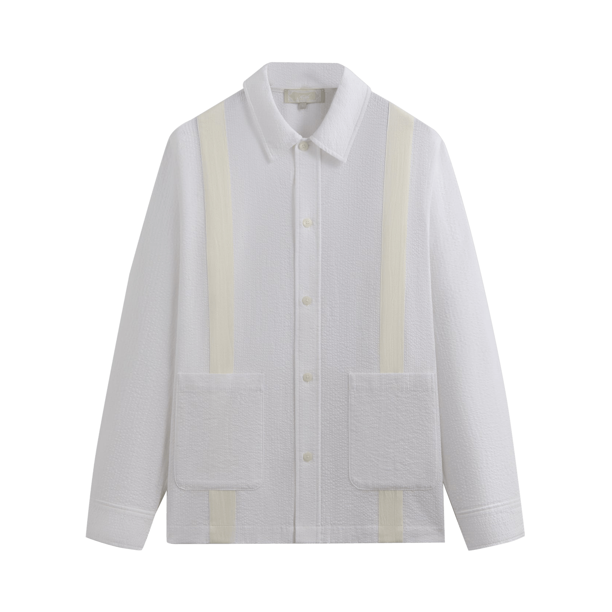 Kith Seersucker Long-Sleeve Boxy Collared Overshirt 'White'