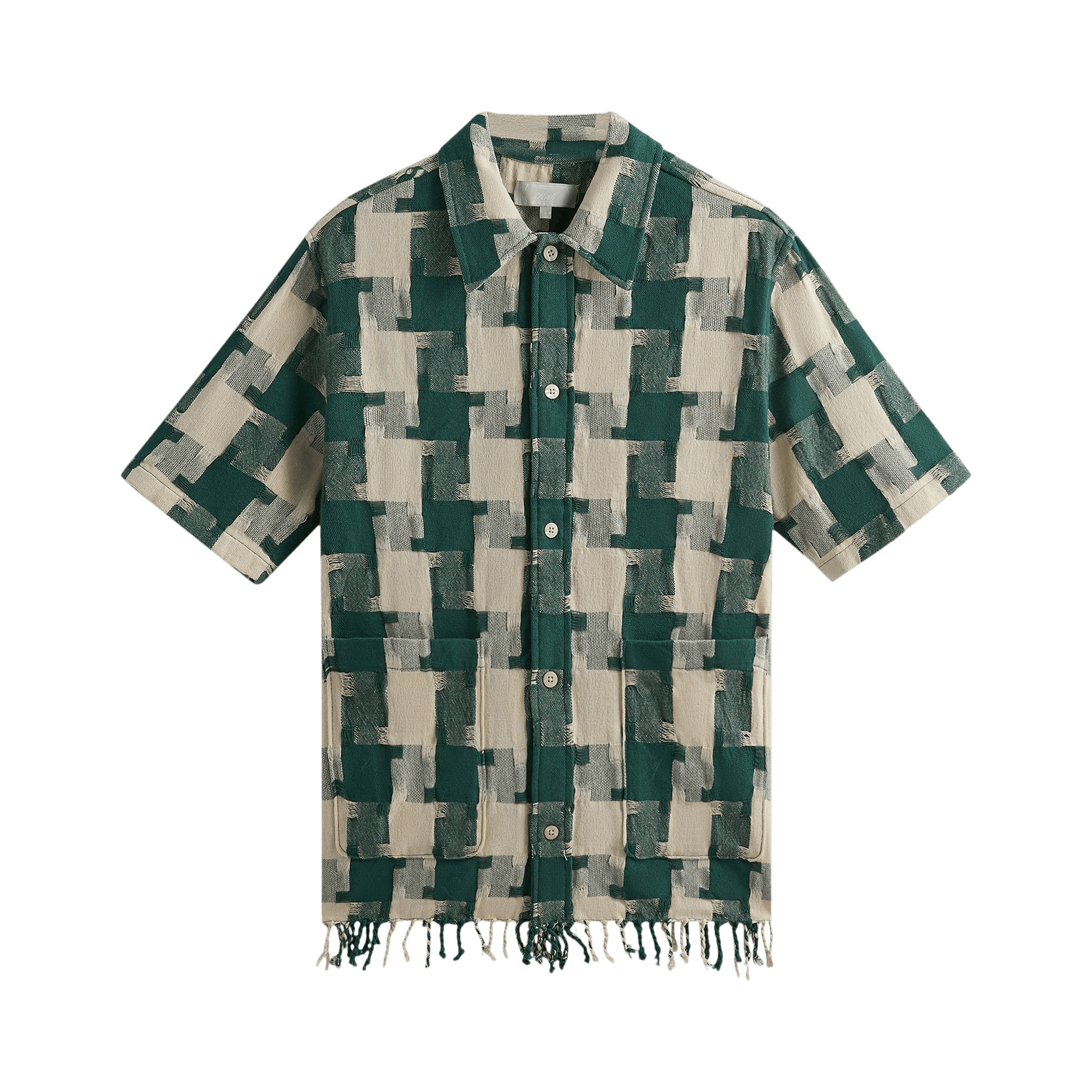 Kith Jumbo Houndstooth Boxy Collared Overshirt 'Conifer'