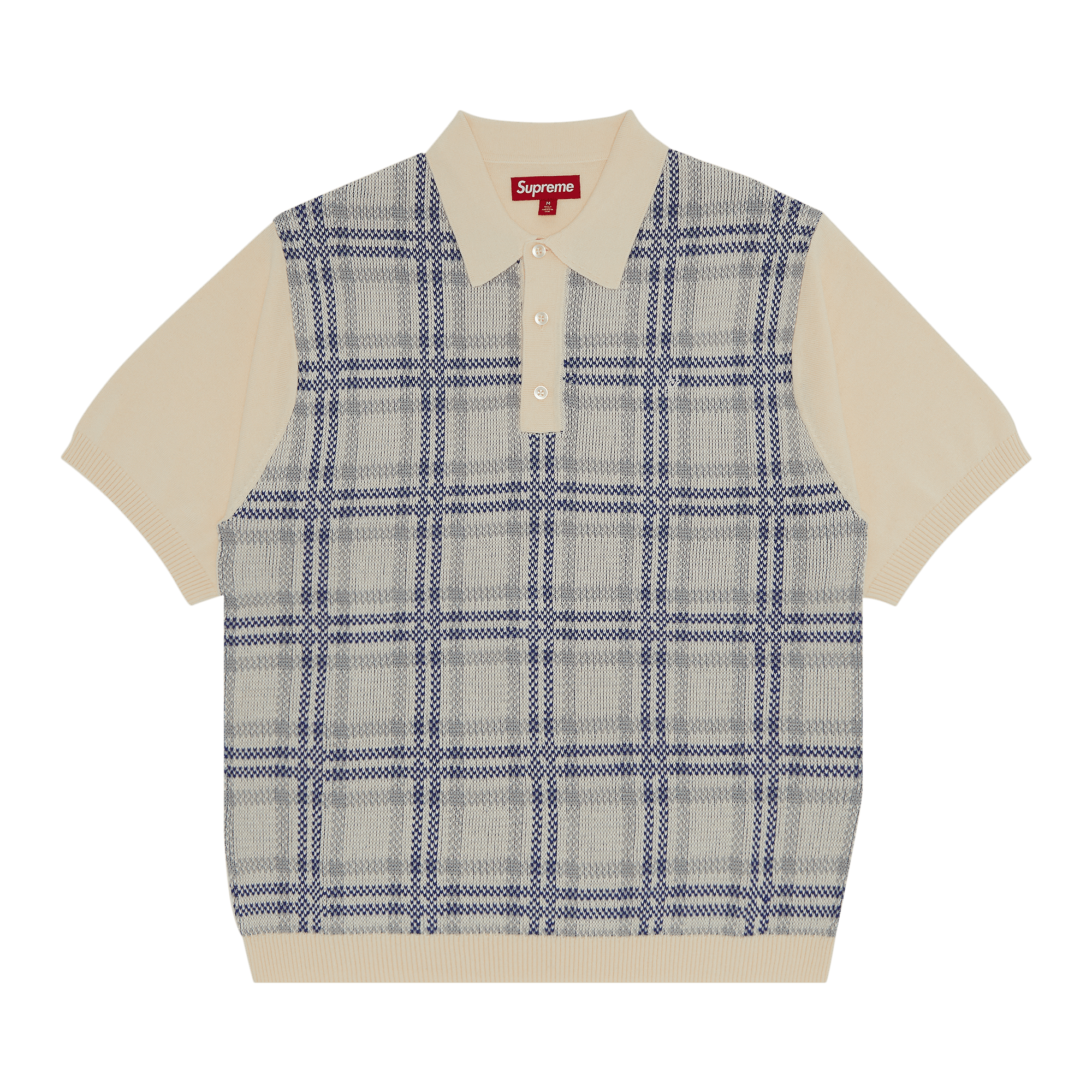 Supreme Plaid Knit Short-Sleeve Polo 'White'